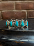 Kingman Turquoise Tear Drop Cuff | Sterling Silver | A855