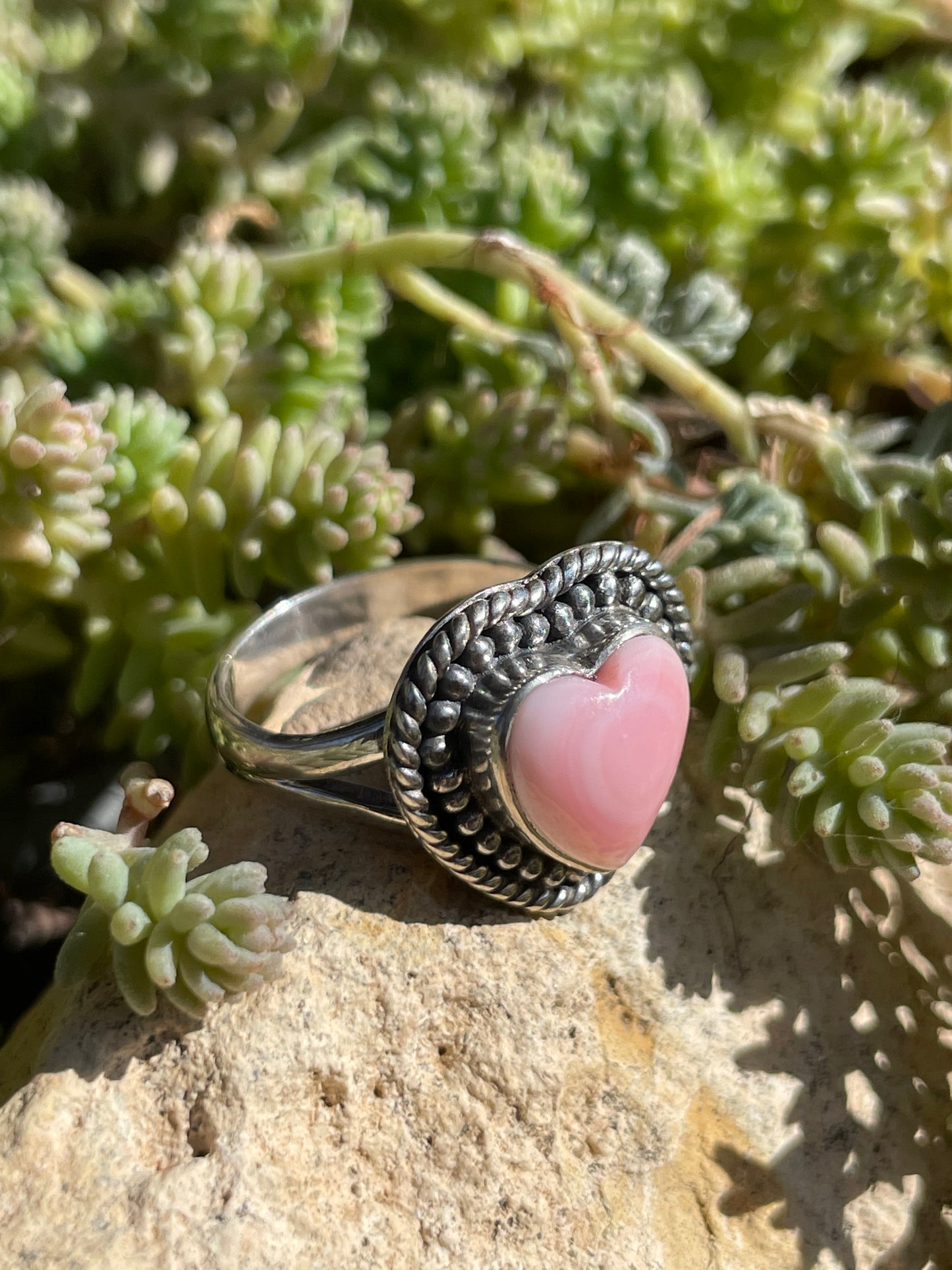 Pink Conch Heart Ring Size 6.75 | 925 Sterling Silver Southwest B989