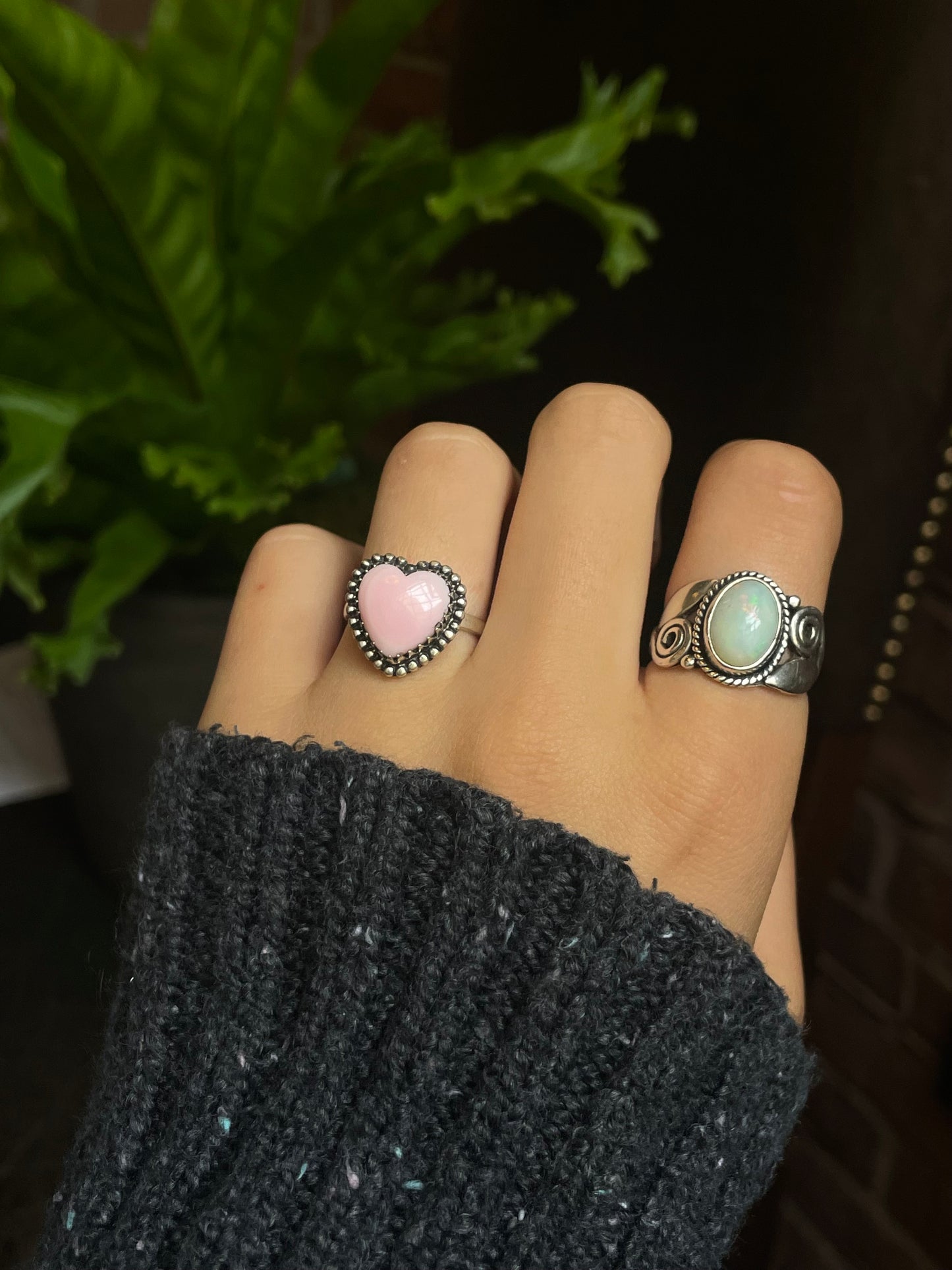 Pink Conch Heart Ring Size 8 | 925 Sterling Silver G143