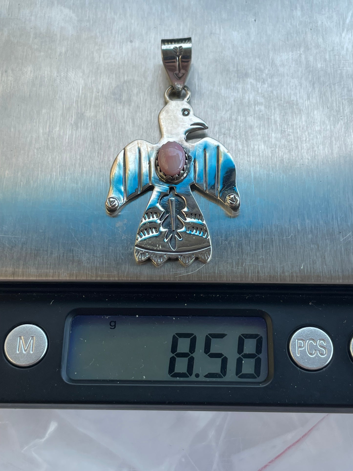 Pink Conch Thunderbird Pendant | Sterling Silver 925 B682
