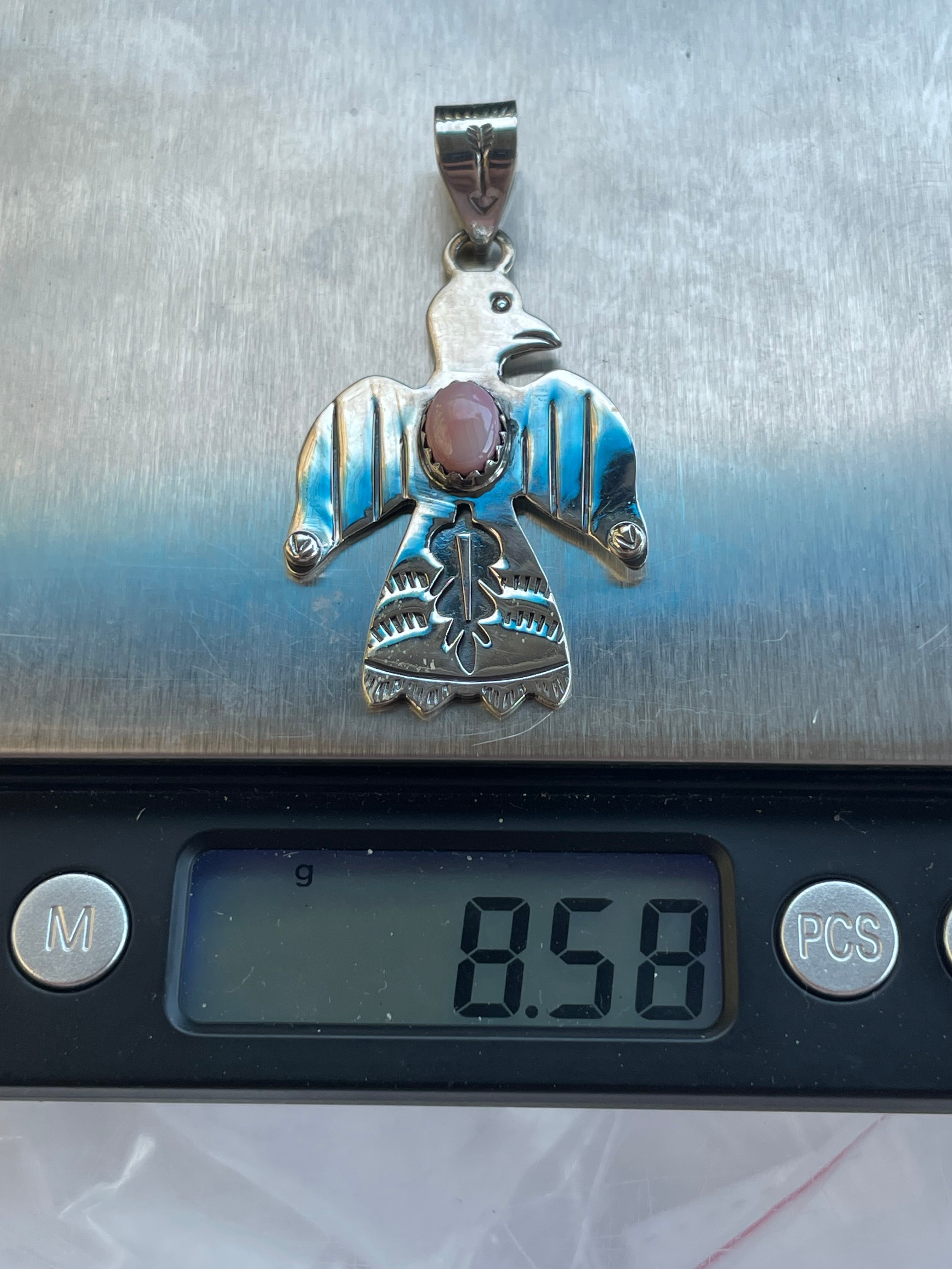 Pink Conch Thunderbird Pendant | Sterling Silver 925 B682