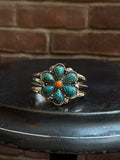 Turquoise Spiny Oyster Flower Cuff | Sterling Silver | A992