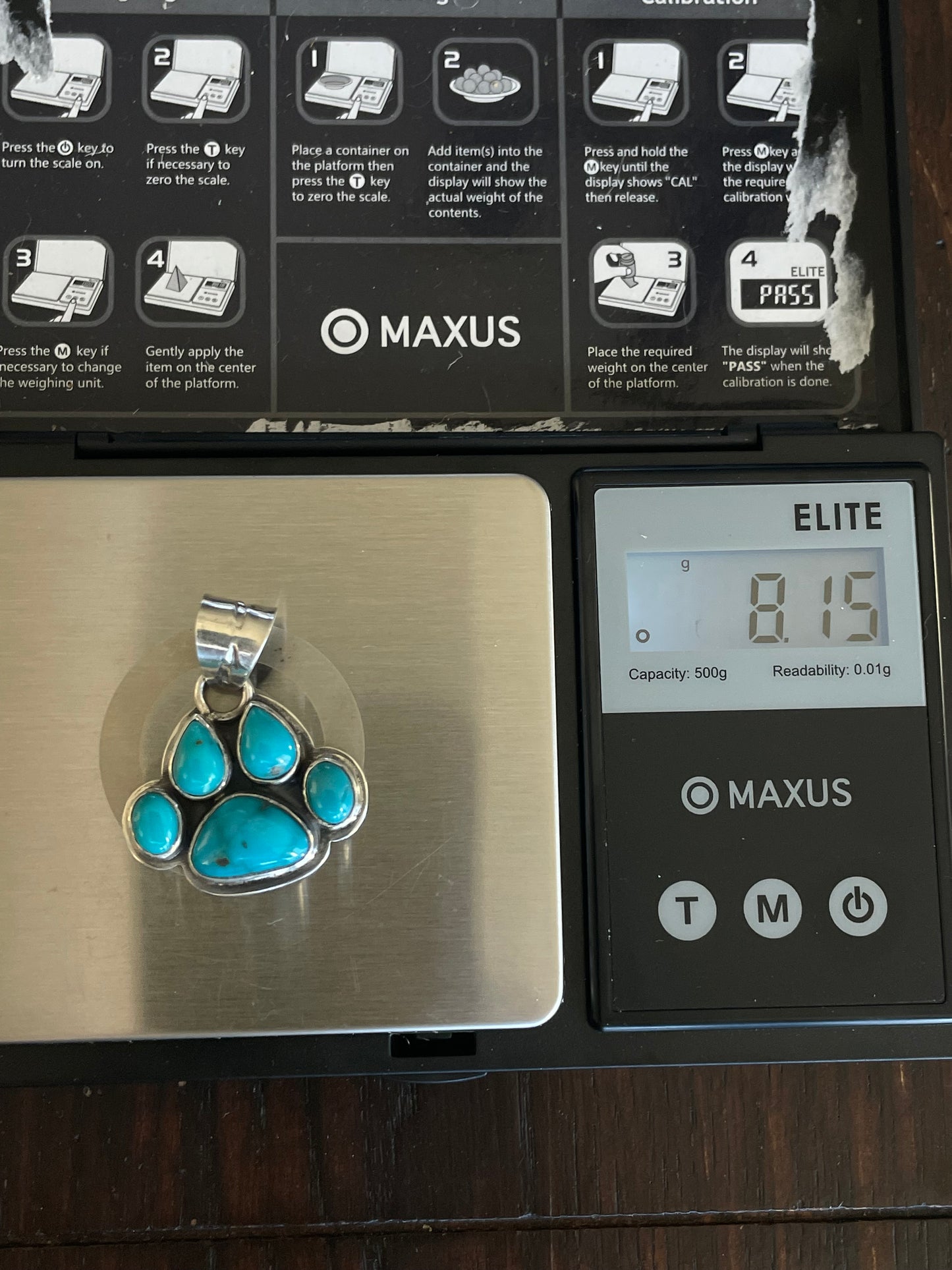Turquoise Paw Print Pendant | Sterling Silver E707