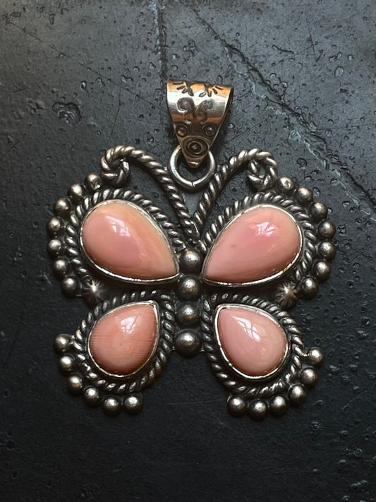 Pink Conch Butterfly Pendant | Sterling Silver G444