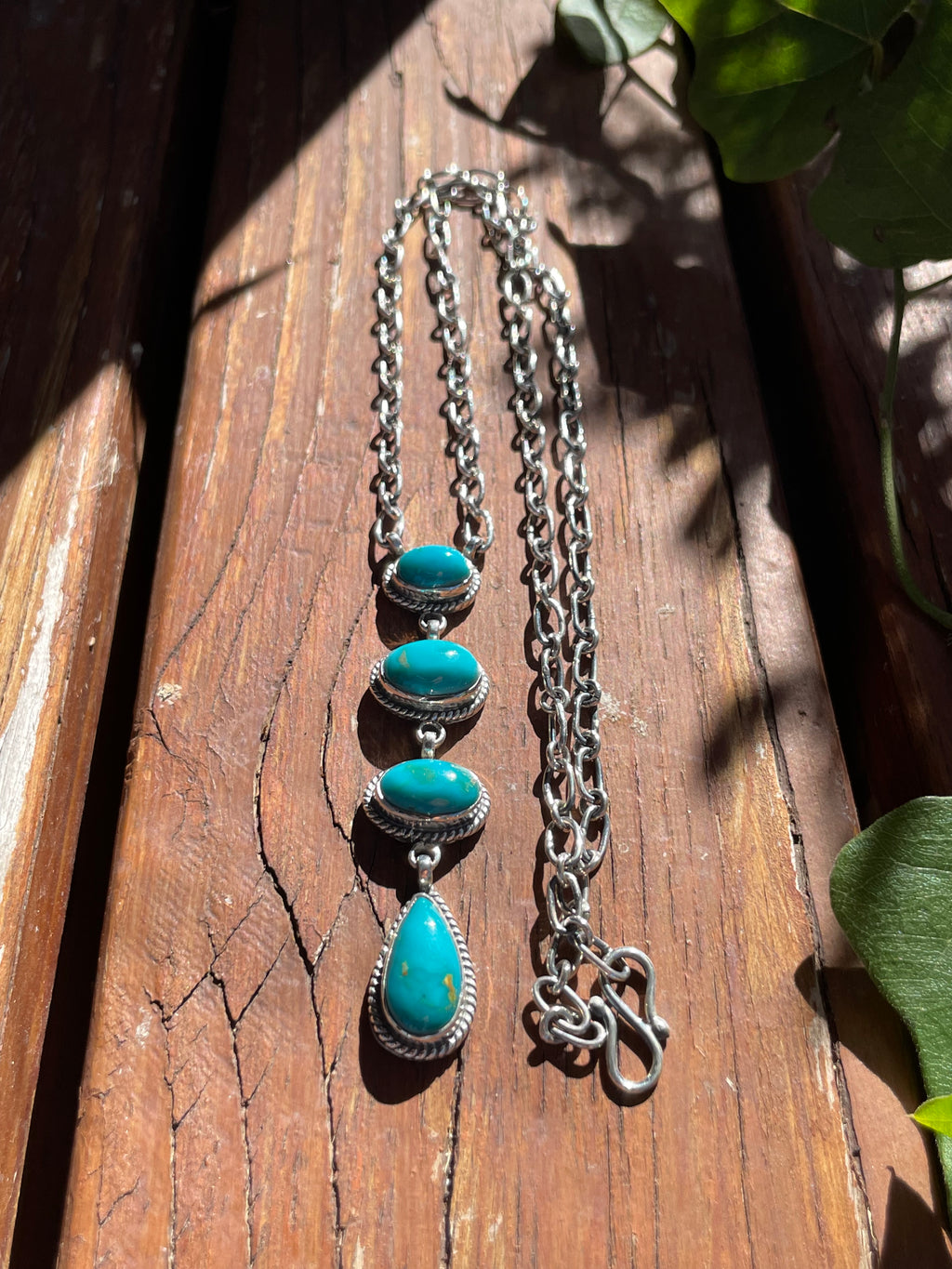 Kingman Turquoise Drop Necklace | Sterling Silver B870