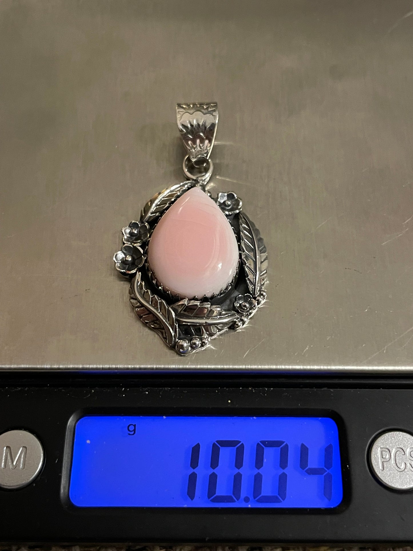 Pink Conch Tear Drop Pendant | Sterling Silver 925 B810