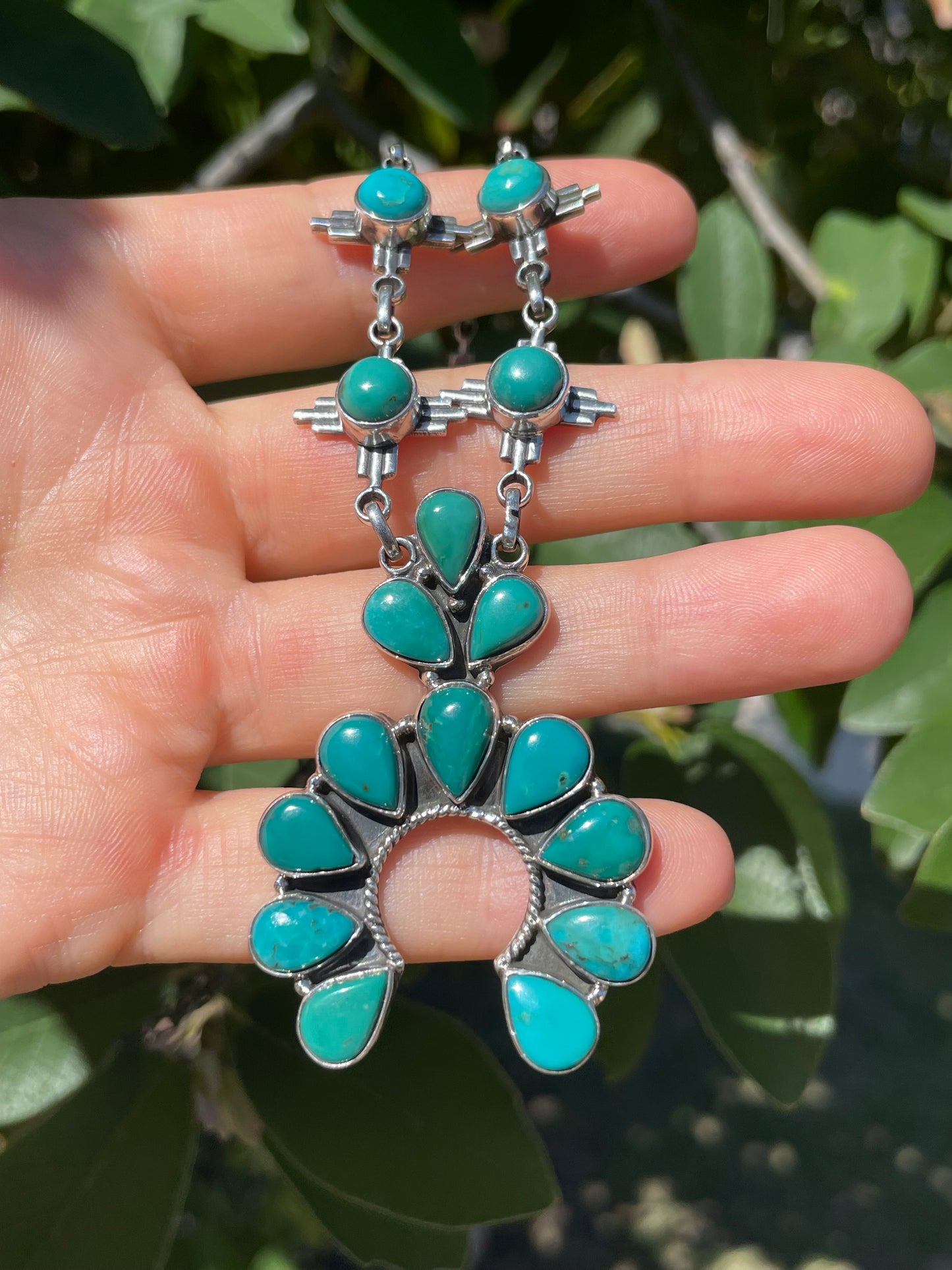 Kingman Turquoise Naja Necklace | Sterling Silver D132