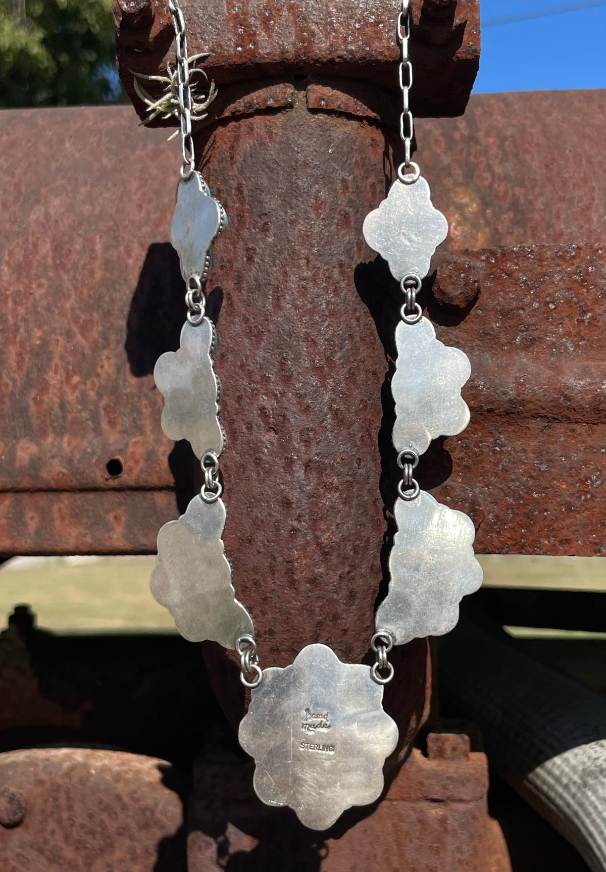 Kingman Turquoise Flower Necklace | 925 Sterling Silver G398