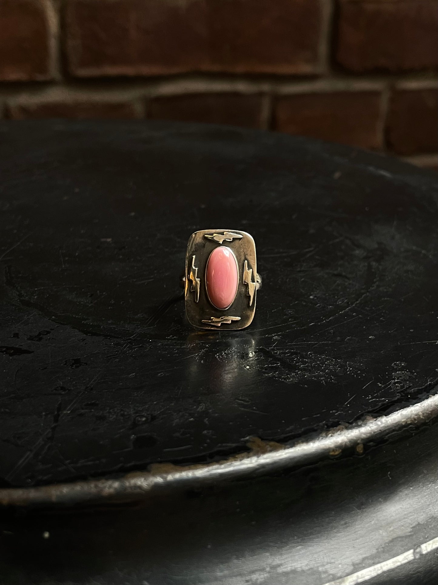 Pink Conch Lightning Bolt Ring Size 8.25 | 925 Sterling Silver C935
