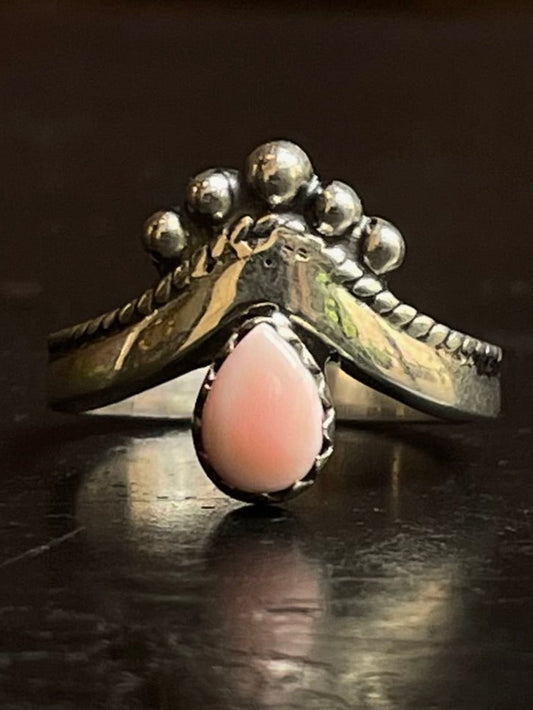 Pink Conch Tear Drop Ring Size 7 | 925 Sterling Silver G150