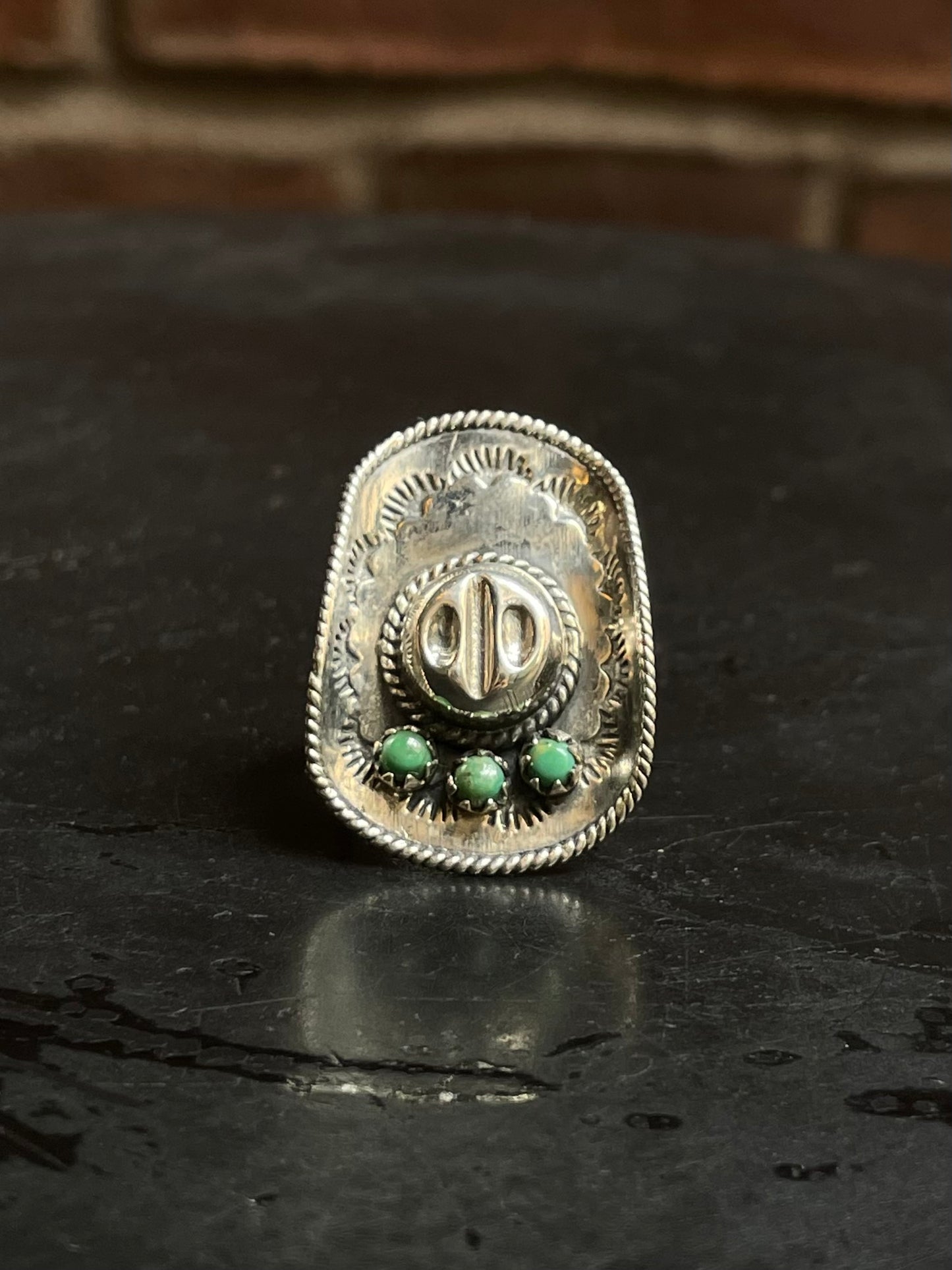 Turquoise Cowboy Hat Ring | Sterling Silver Size 7 E215