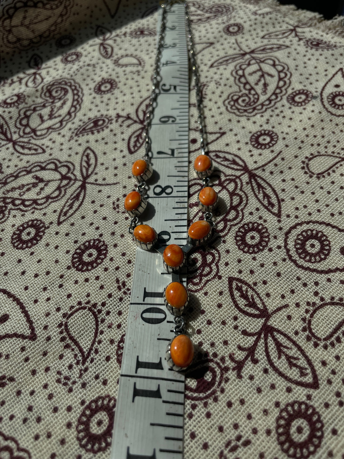 Orange Spiny Oyster Station Necklace | 925 Sterling Silver E597