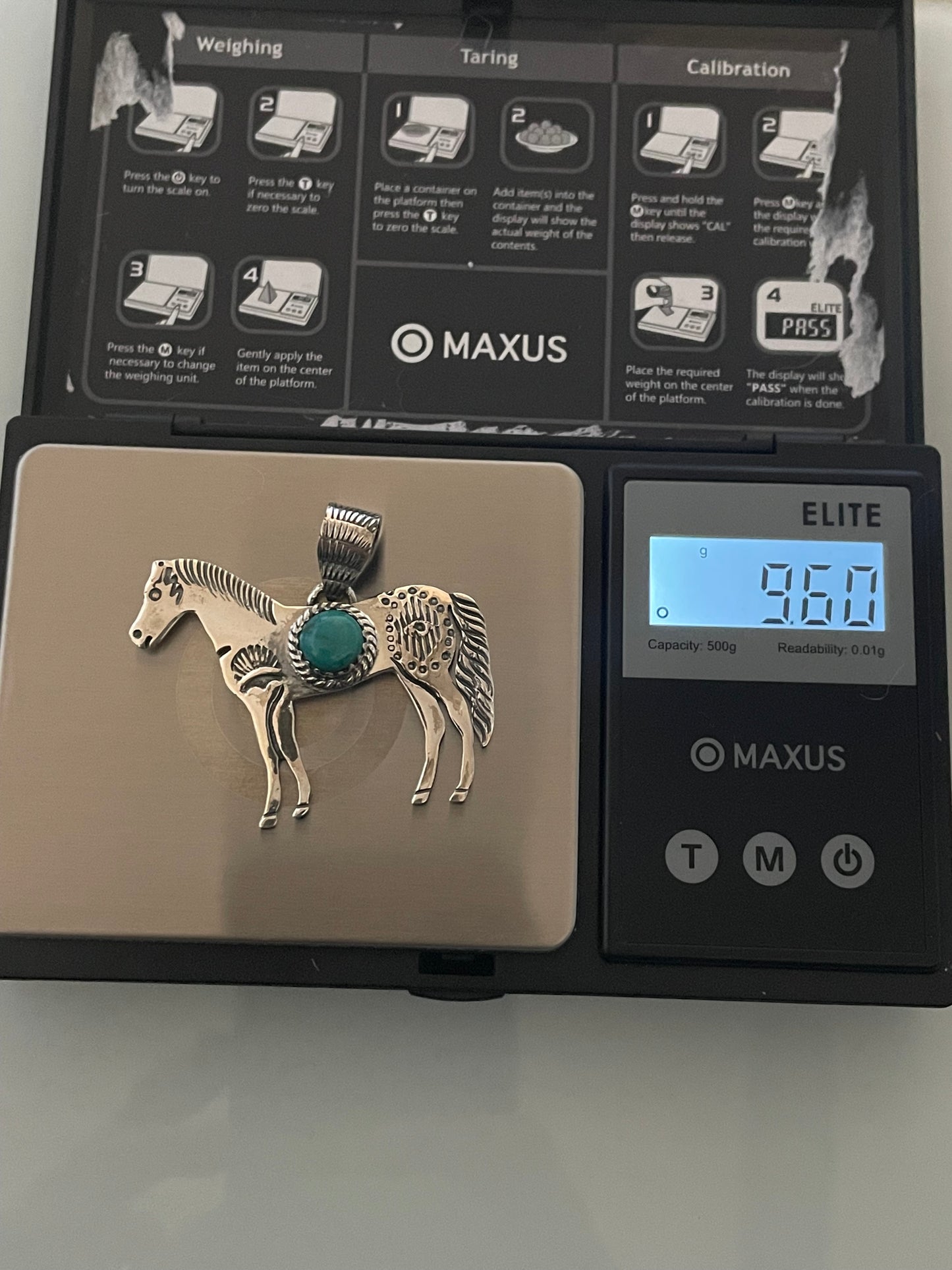 Kingman Turquoise Horse Pendant | 925 Sterling Silver E247