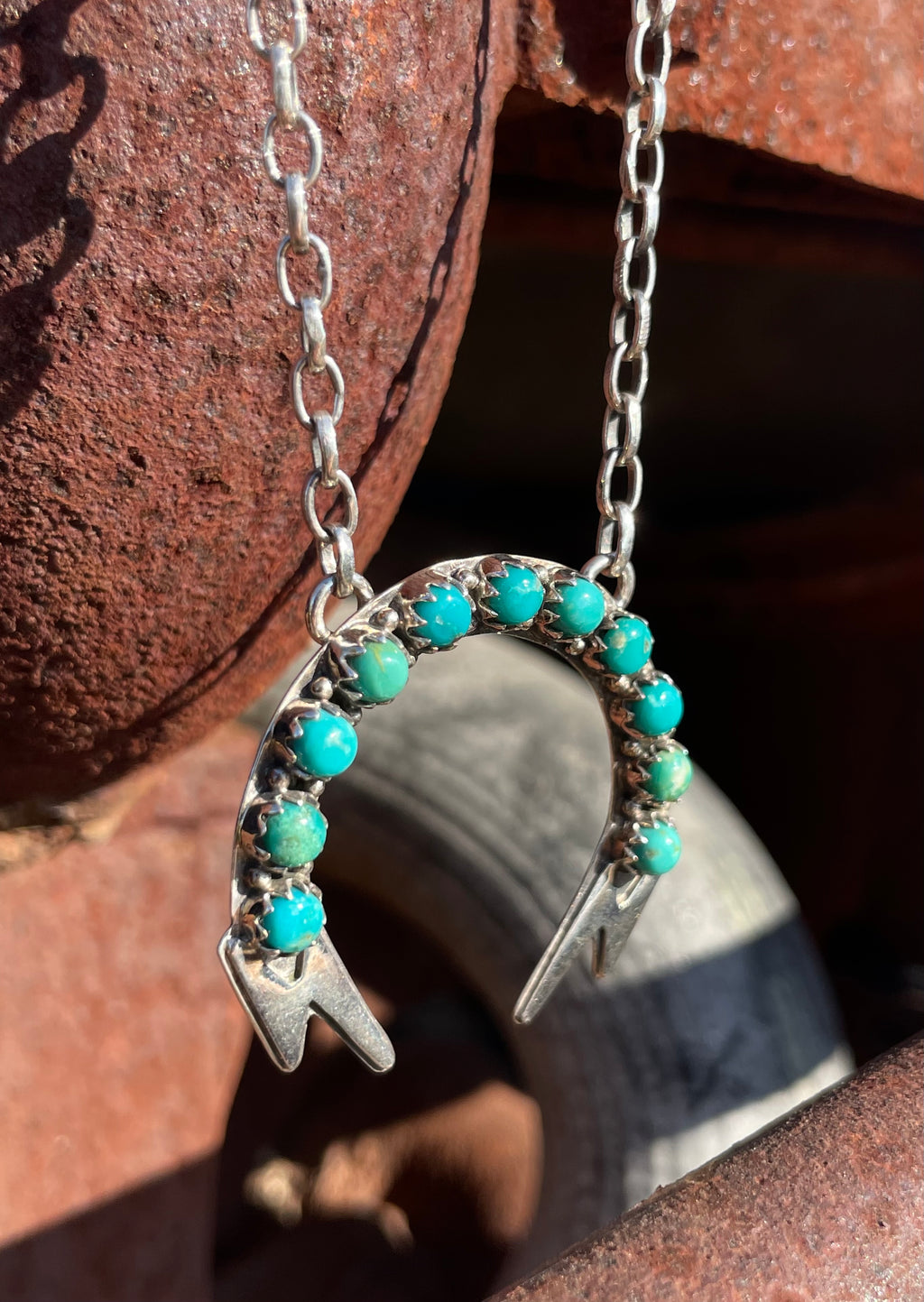 Kingman Lightning Bolts Turquoise Necklace | 925 Sterling Silver E361