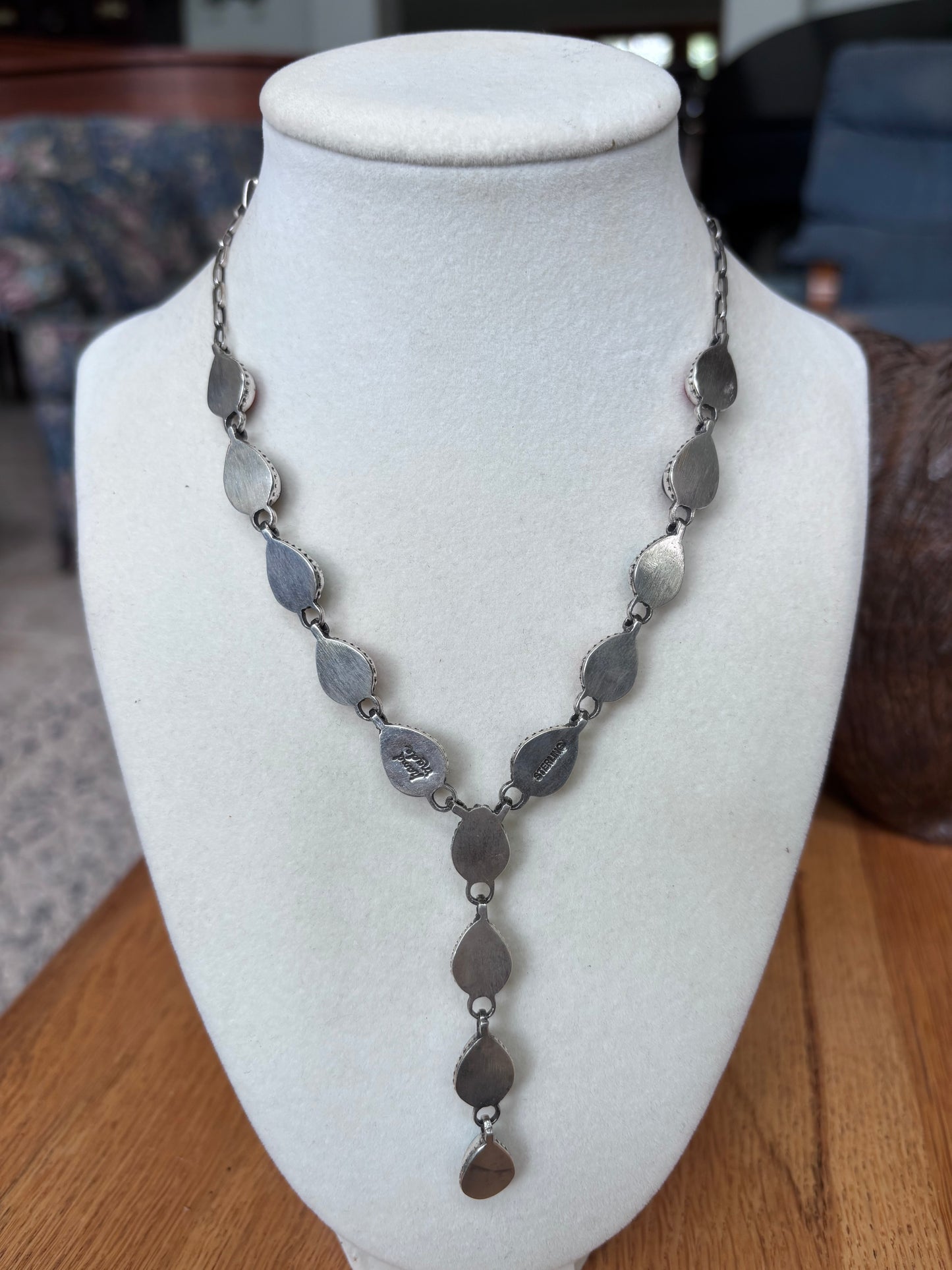 Turquoise Onyx Coral Drop Necklace | 925 Sterling Silver A108
