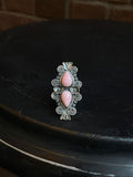 Pink Conch Double Stone Ring Size 7 | 925 Sterling Silver C548