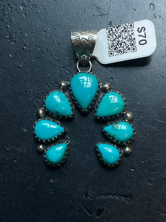 Kingman Turquoise Naja Pendant | Sterling Silver | A572