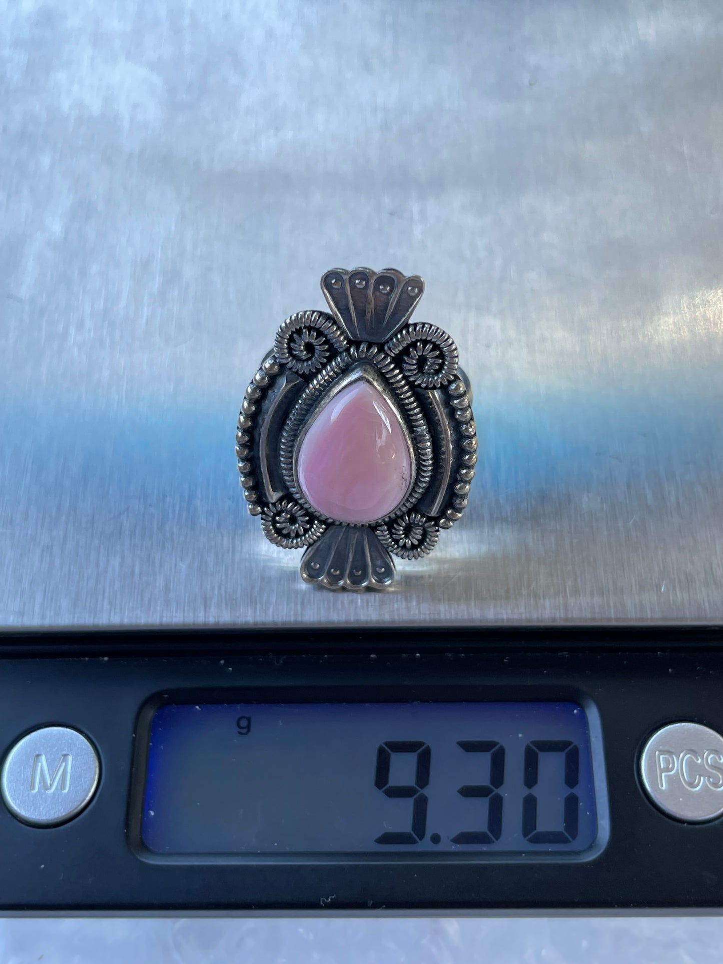 Pink Conch Tear Drop Ring Size 8.5 | 925 Sterling Silver B924