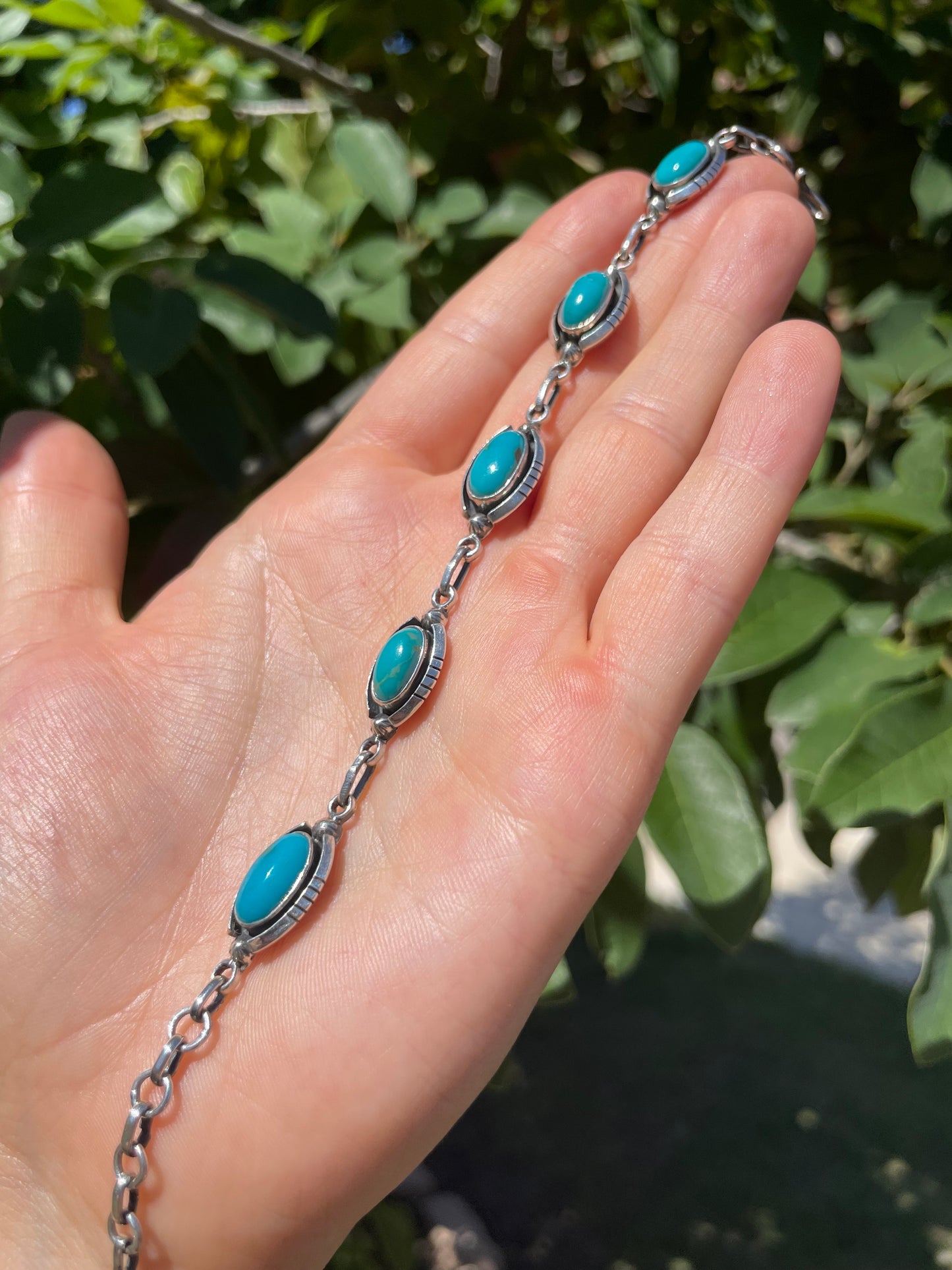Kingman Turquoise Link Bracelet | Sterling Silver D137