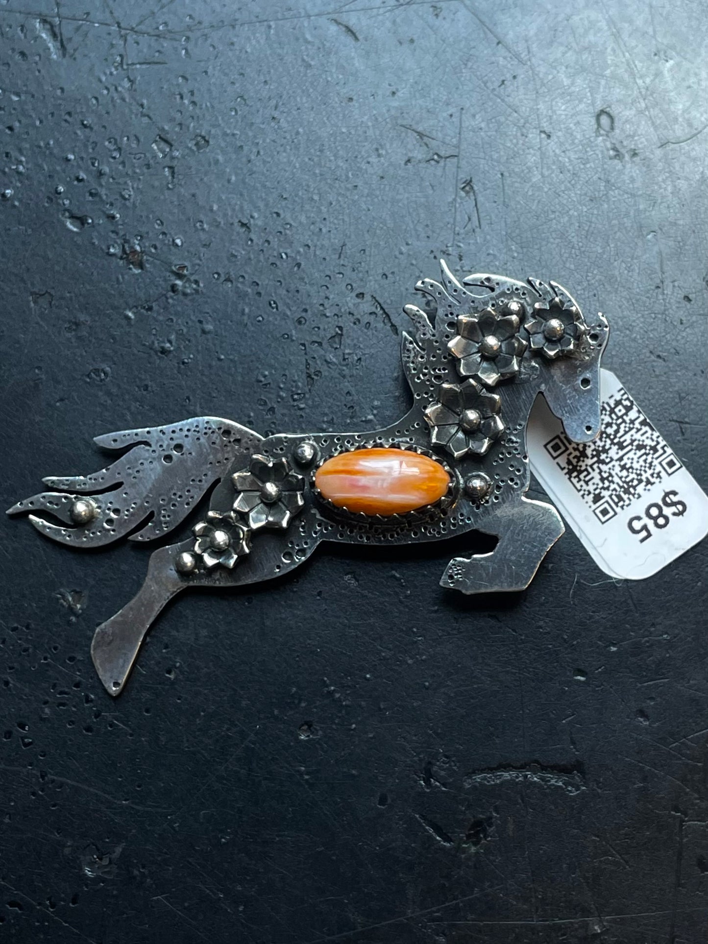 Spiny Oyster Horse Pendant | Sterling Silver | A668