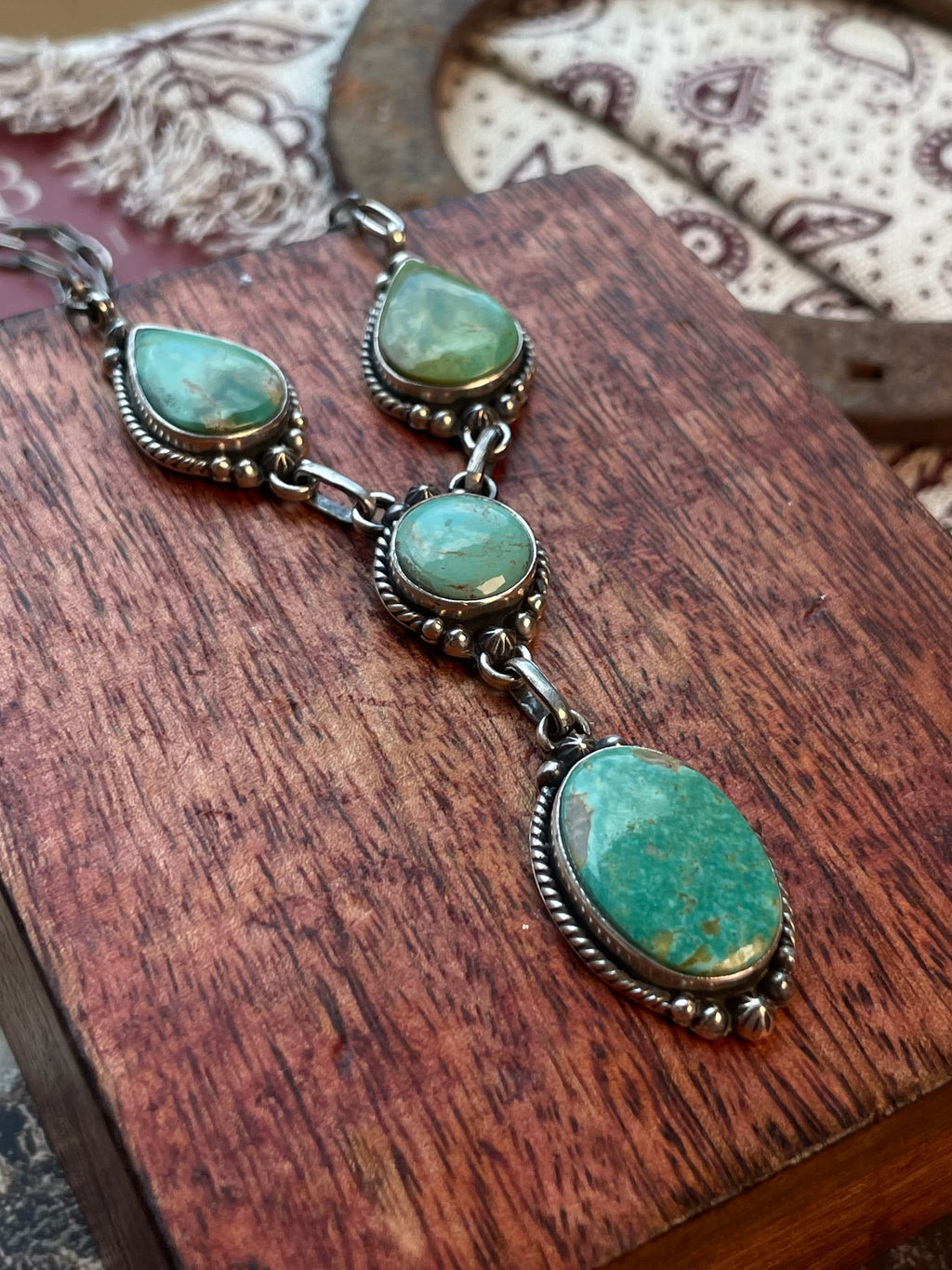 Kingman Turquoise Cluster Necklace | 925 Sterling Silver D217