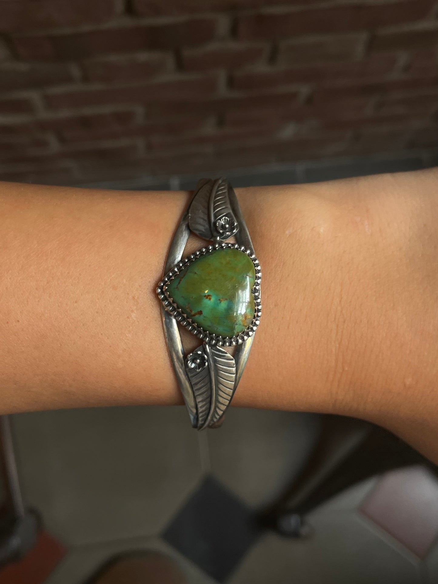 Turquoise Heart Cuff Bracelet | 925 Sterling Silver G322