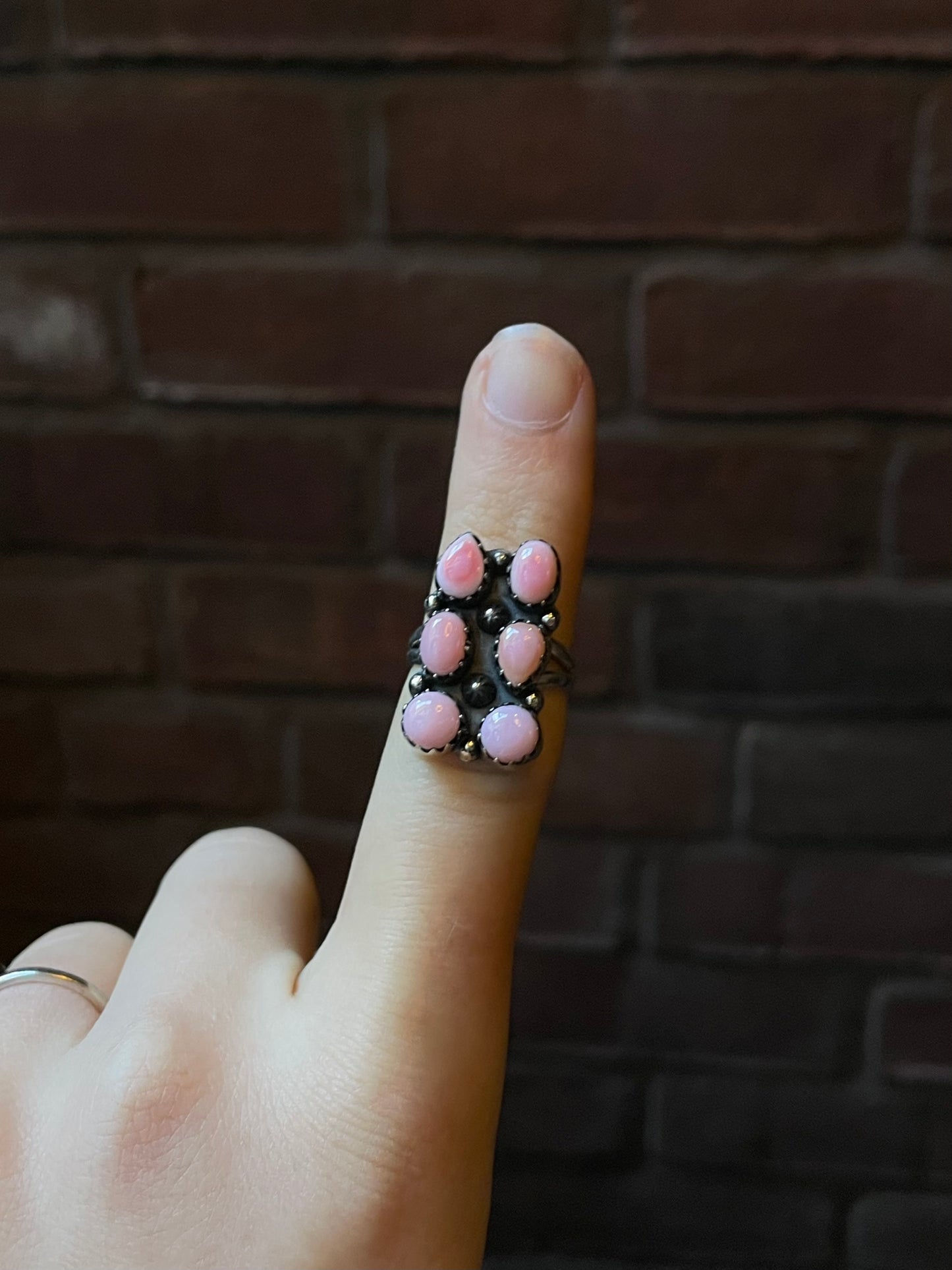 Pink Conch Cluster Ring Size 6.75 | 925 Sterling Silver E422