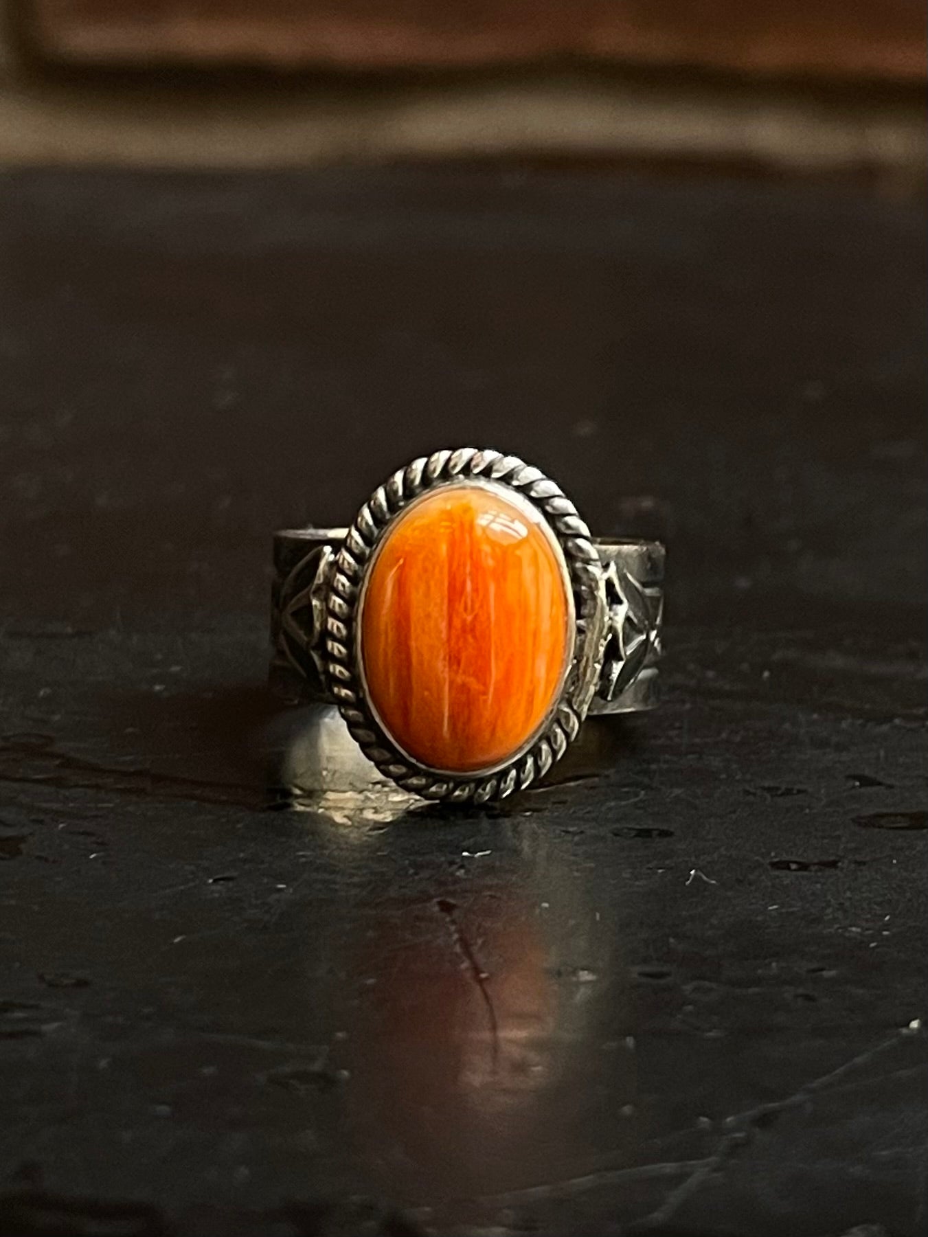 Spiny Oyster Rope Ring Size 8 | 925 Sterling Silver Southwest E136