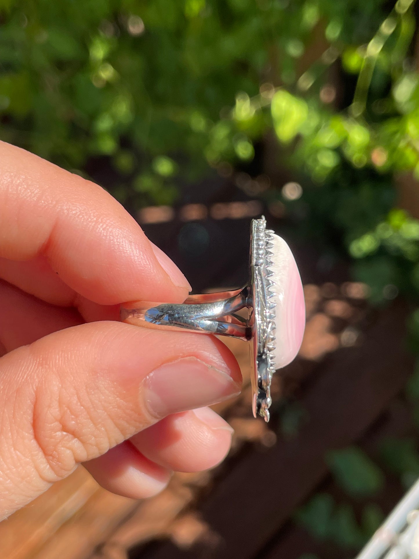 Pink Conch Flower Design Ring | 925 Sterling Silver | Size 7 Y92