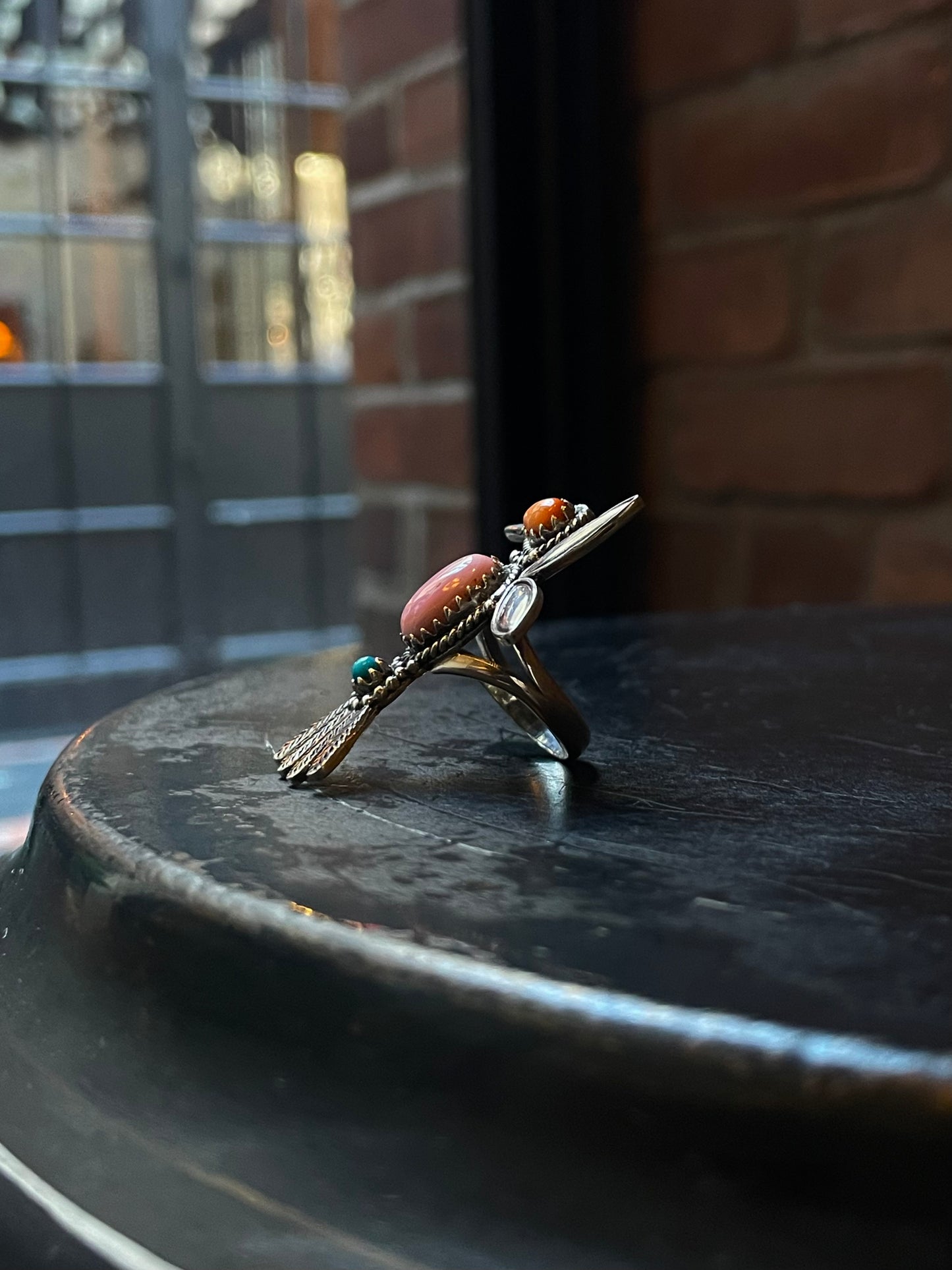Turquoise Pink Conch Spiny Oyster Hummingbird Ring Size 6 | 925 Sterling Silver E419