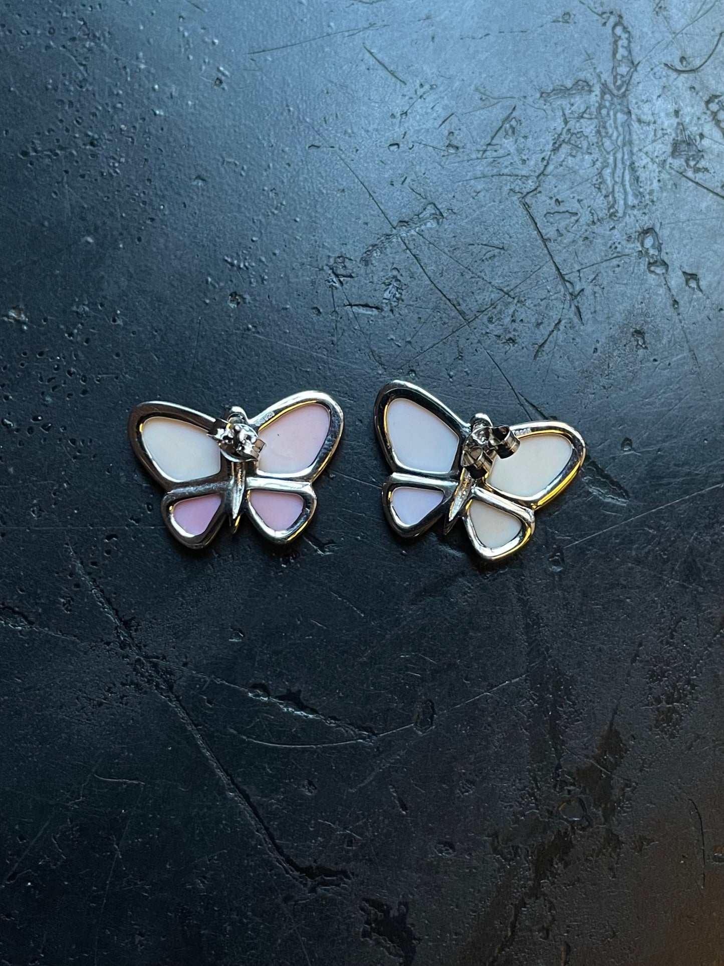 Pink Conch Butterfly Stud Earrings | 925 Sterling Silver E408