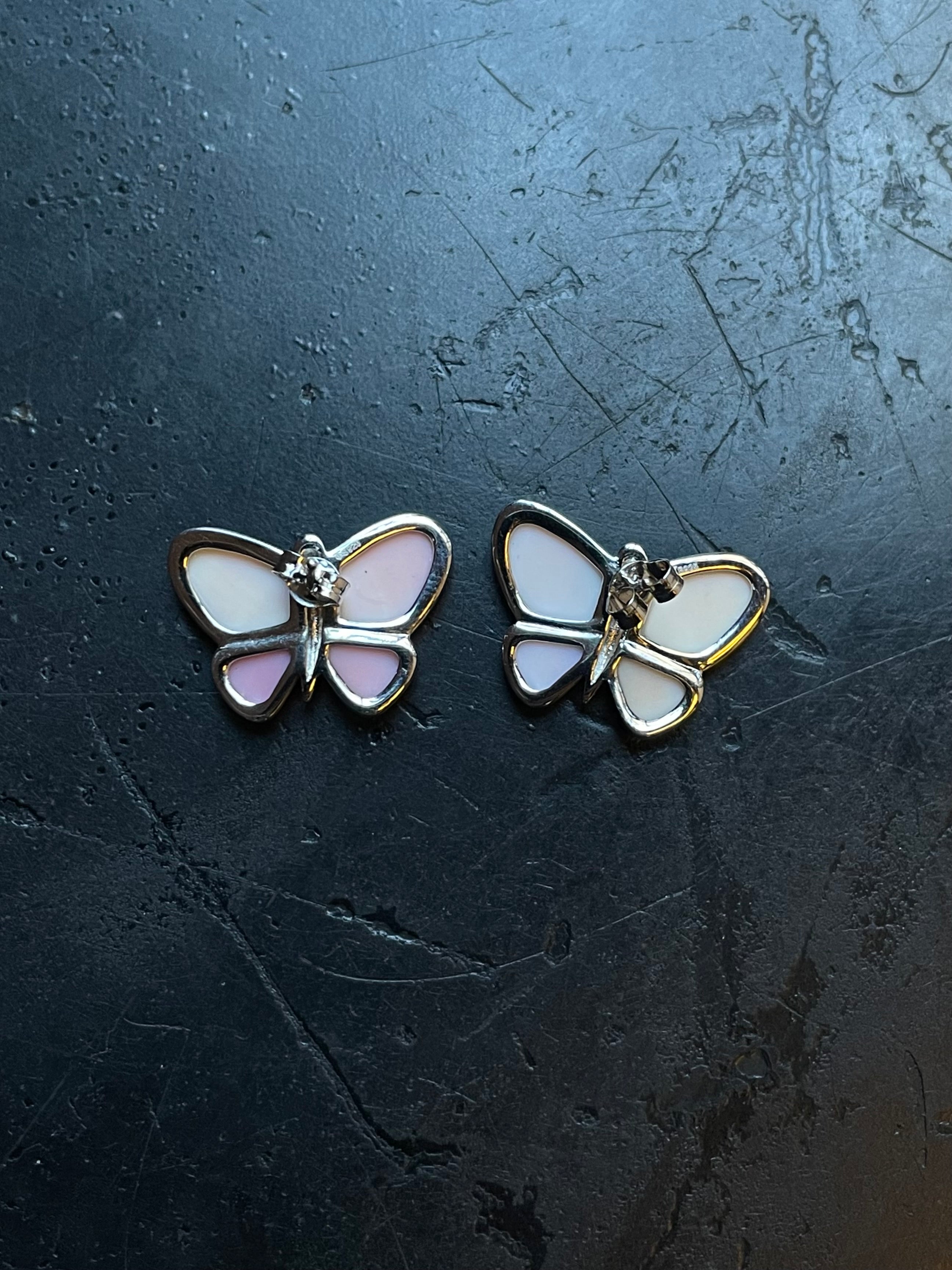 Pink Conch Butterfly Stud Earrings | 925 Sterling Silver E408