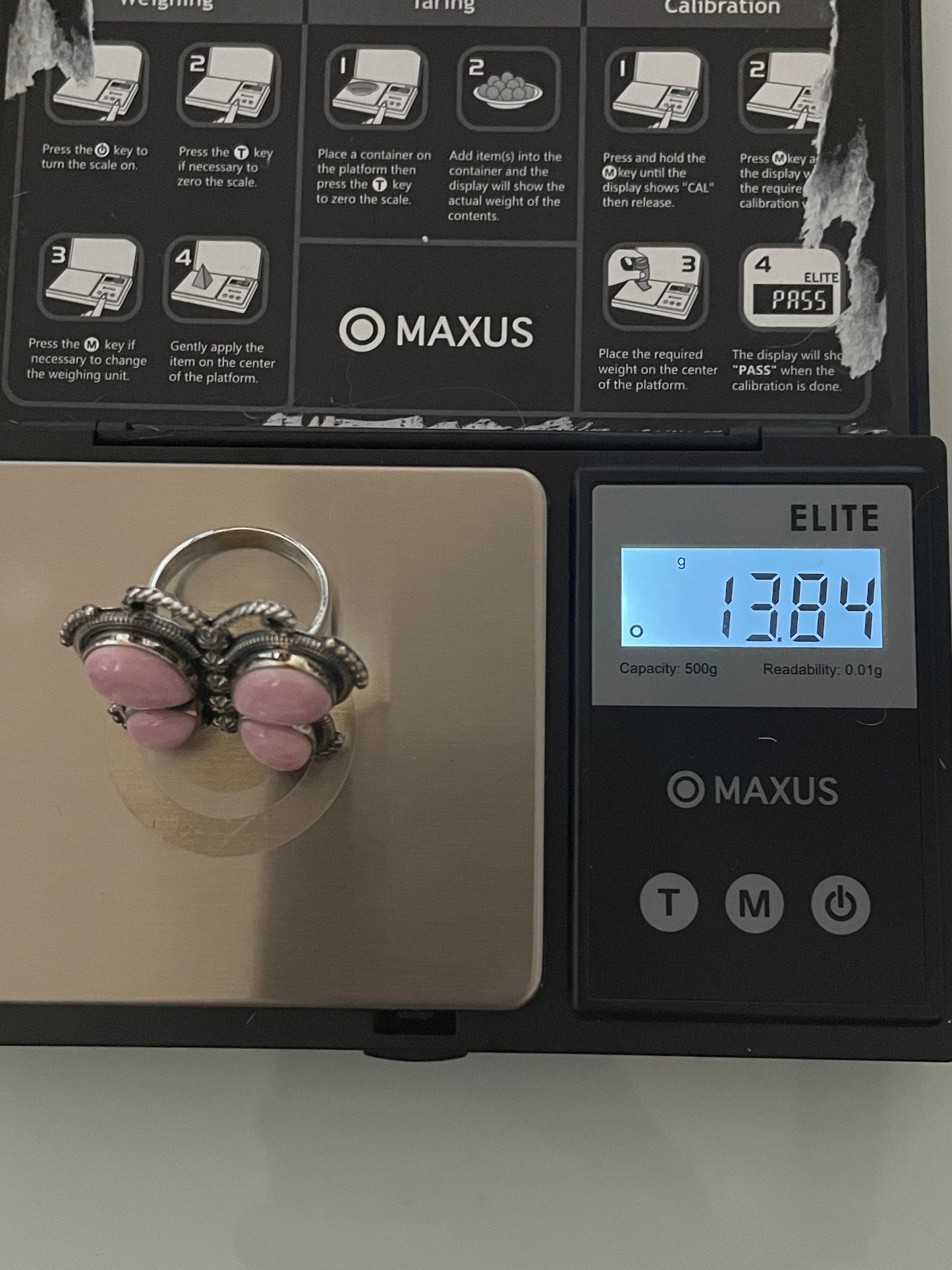 Pink Conch Butterfly Ring | 925 Sterling Silver | Size 9 E294