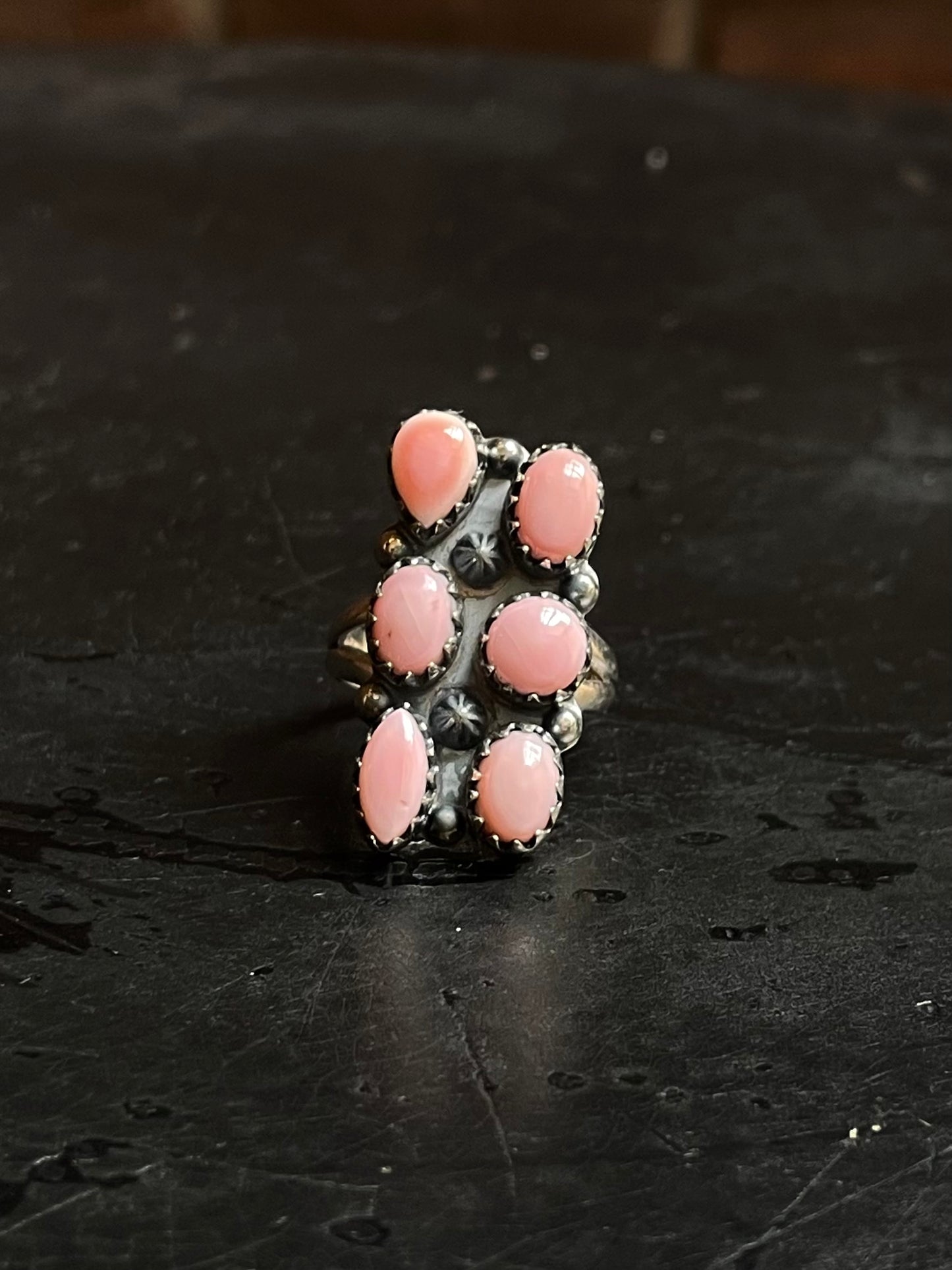 Pink Conch Bar Ring Size 6 | 925 Sterling Silver Southwest E114