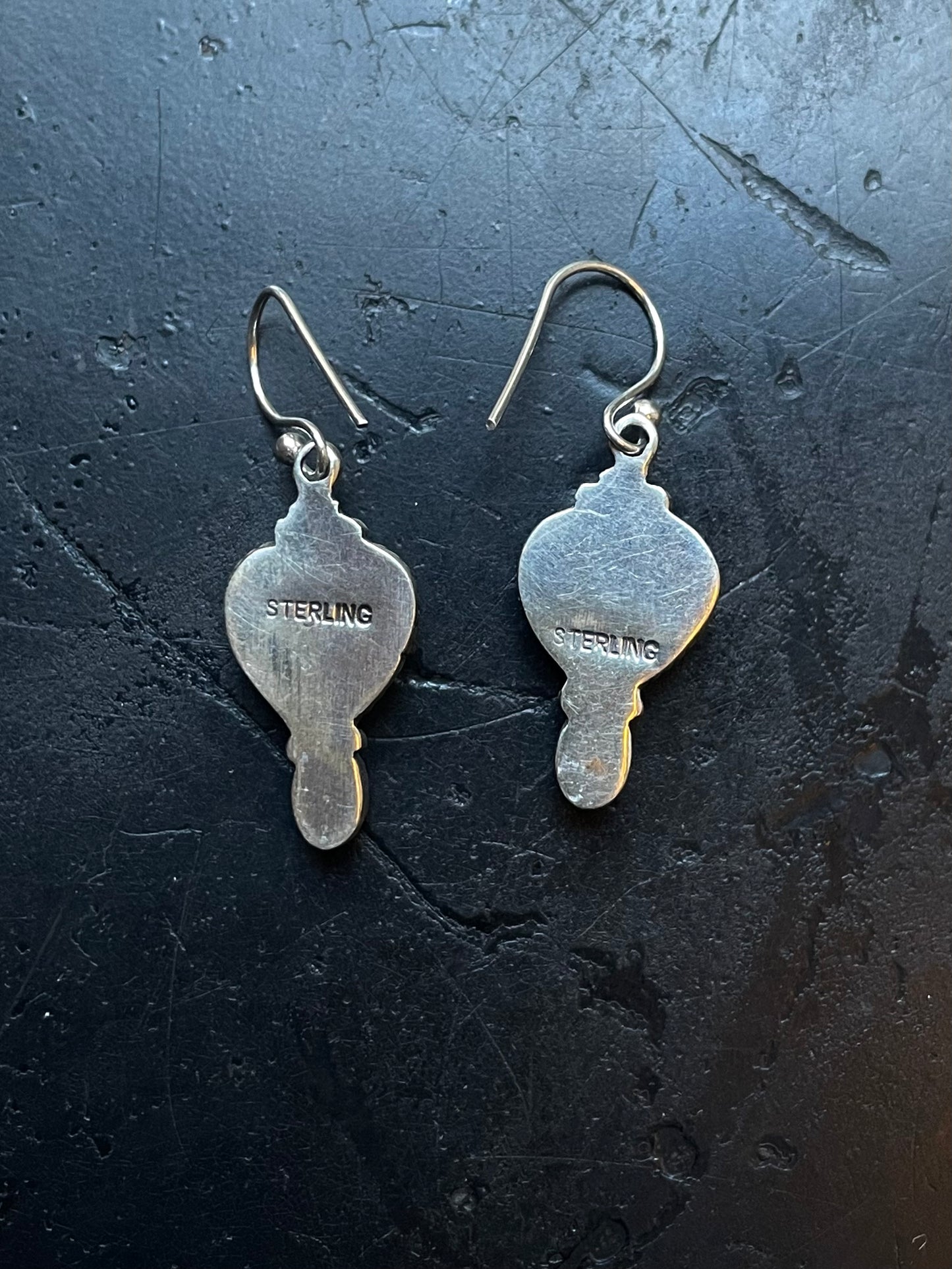 Kingman Turquoise Pink Conch Earrings | Heart Drop Hook E666