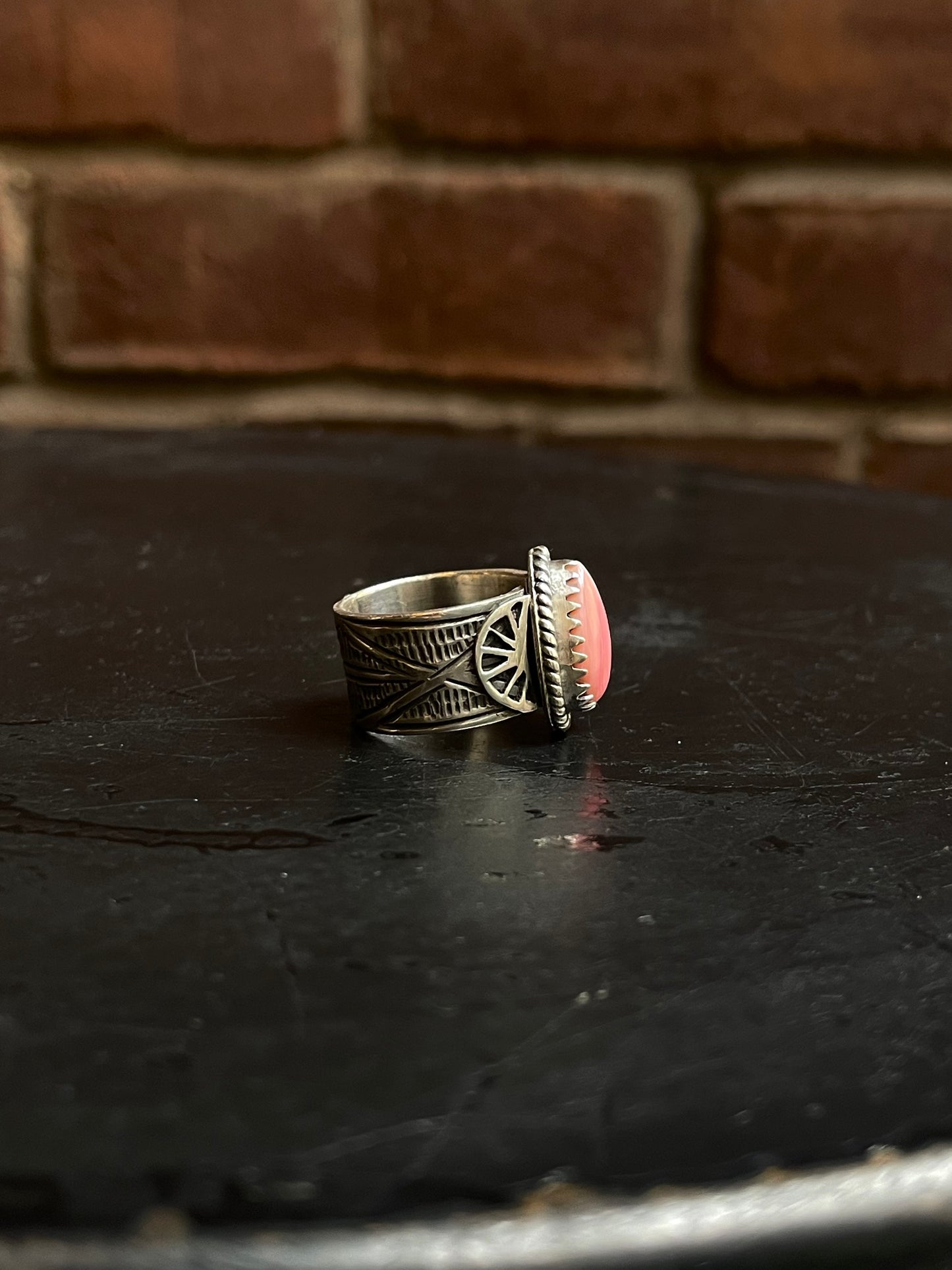 Pink Conch Teardrop Ring Size 6.25 | 925 Sterling Silver Southwest E128