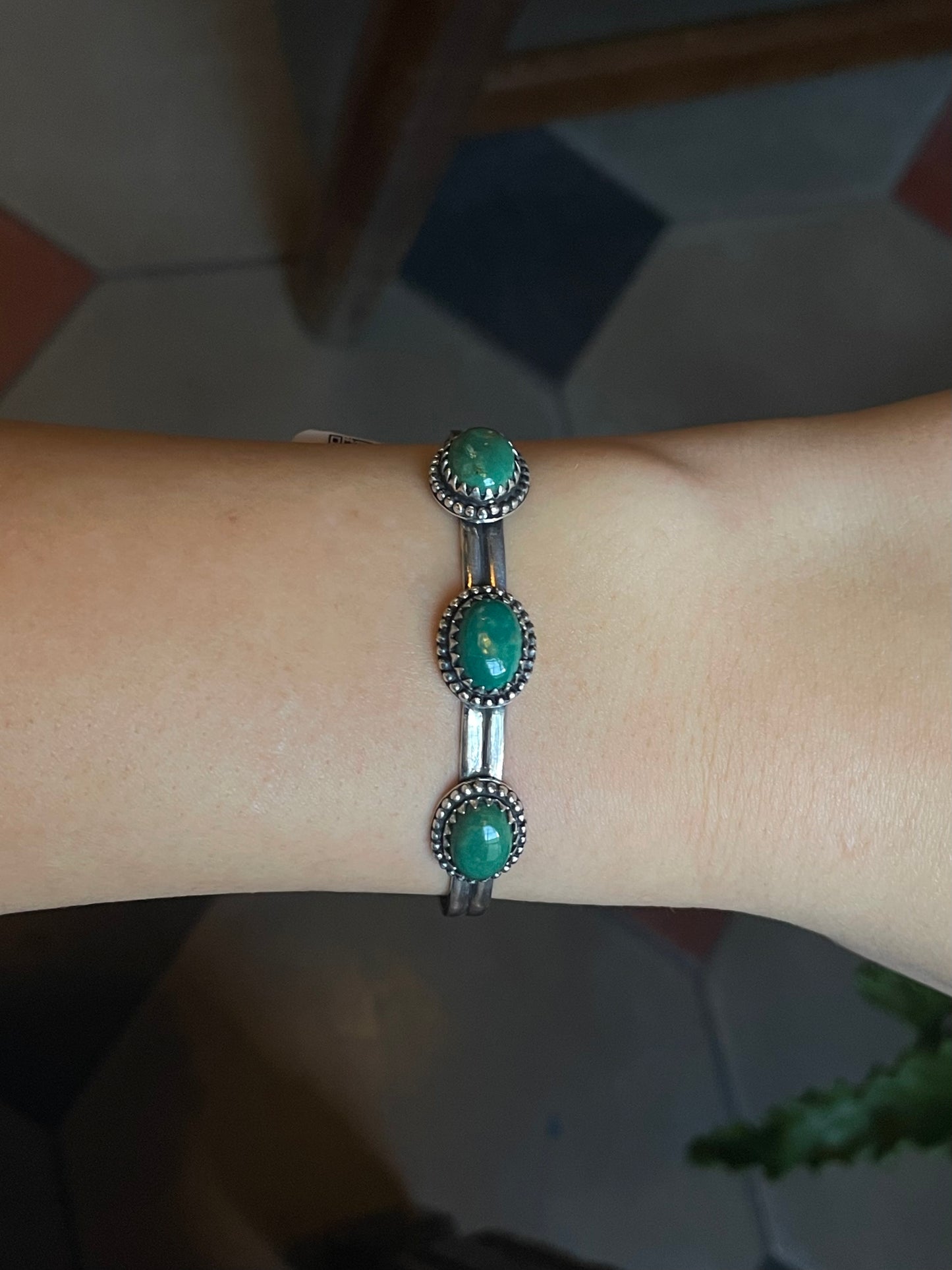 Kingman Turquoise 3-Stone Adjustable Cuff | Sterling Silver | A788