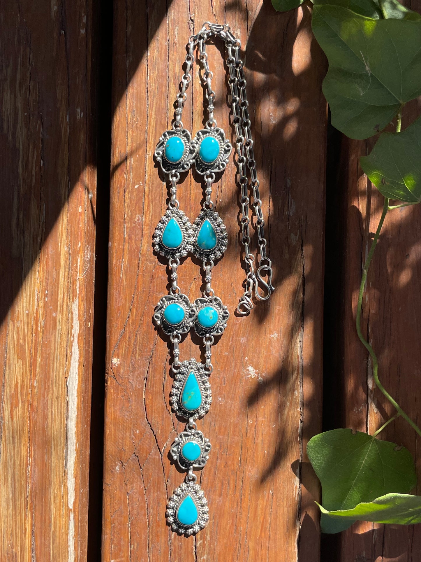 Kingman Turquoise Lariat Necklace | Sterling Silver 925 B874