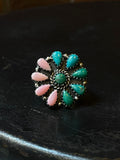 Kingman Turquoise Cluster Ring | Sterling Silver | Size 7 | A350