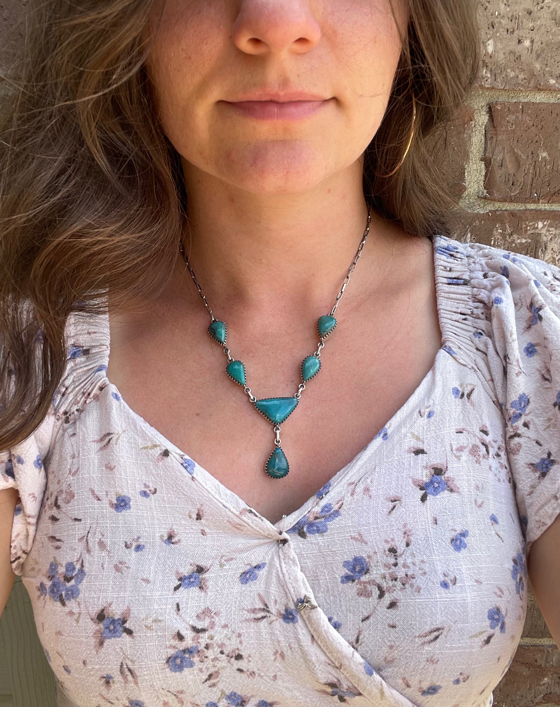 Kingman Turquoise Lariat Necklace | 925 Sterling Silver G409