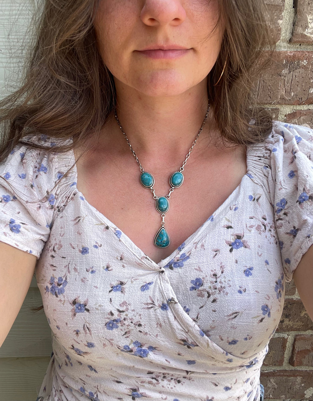 Kingman Turquoise Lariat Necklace | 925 Sterling Silver G408