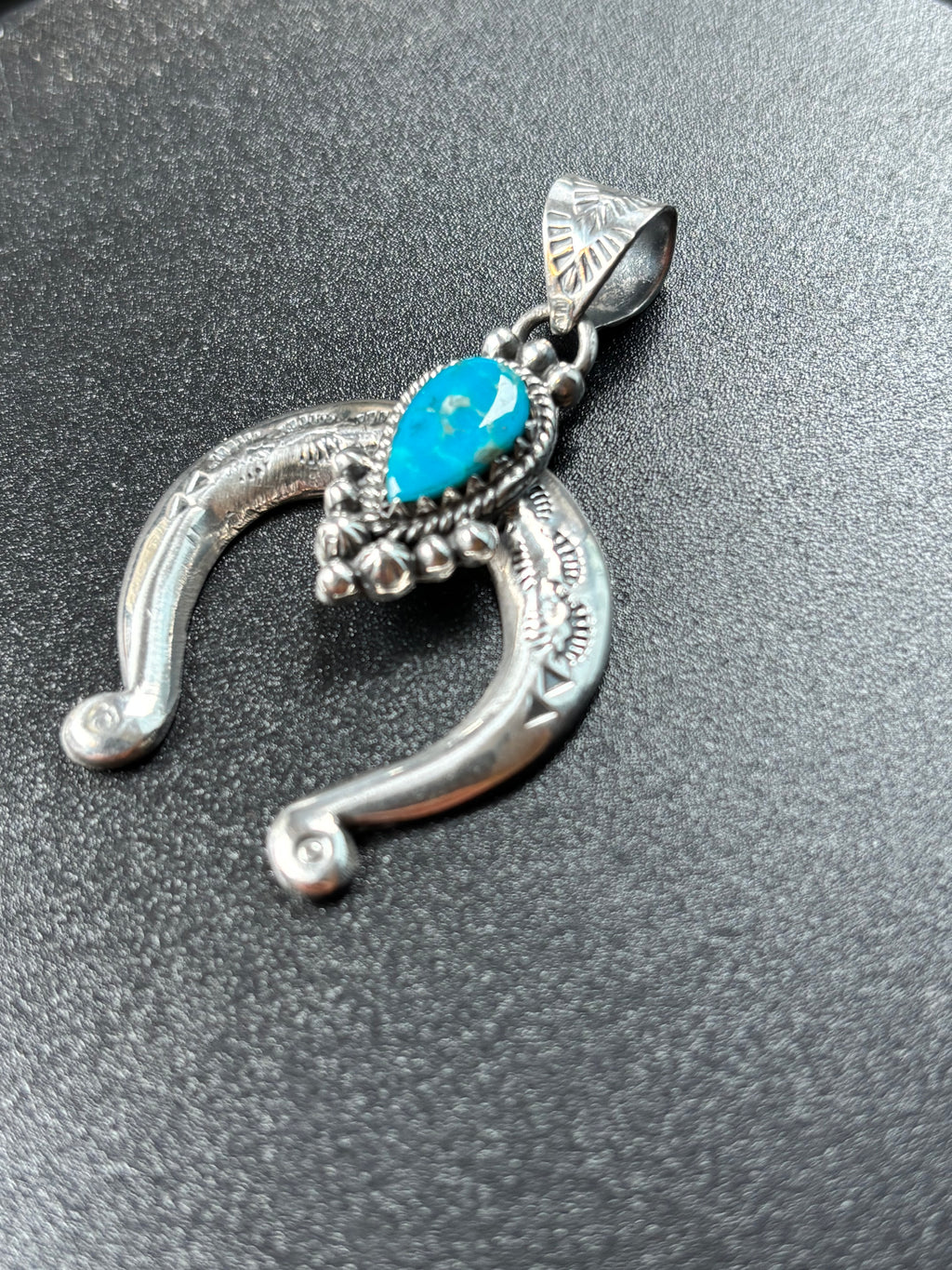 Kingman Turquoise Naja Pendant | 925 Sterling Silver YUJ003