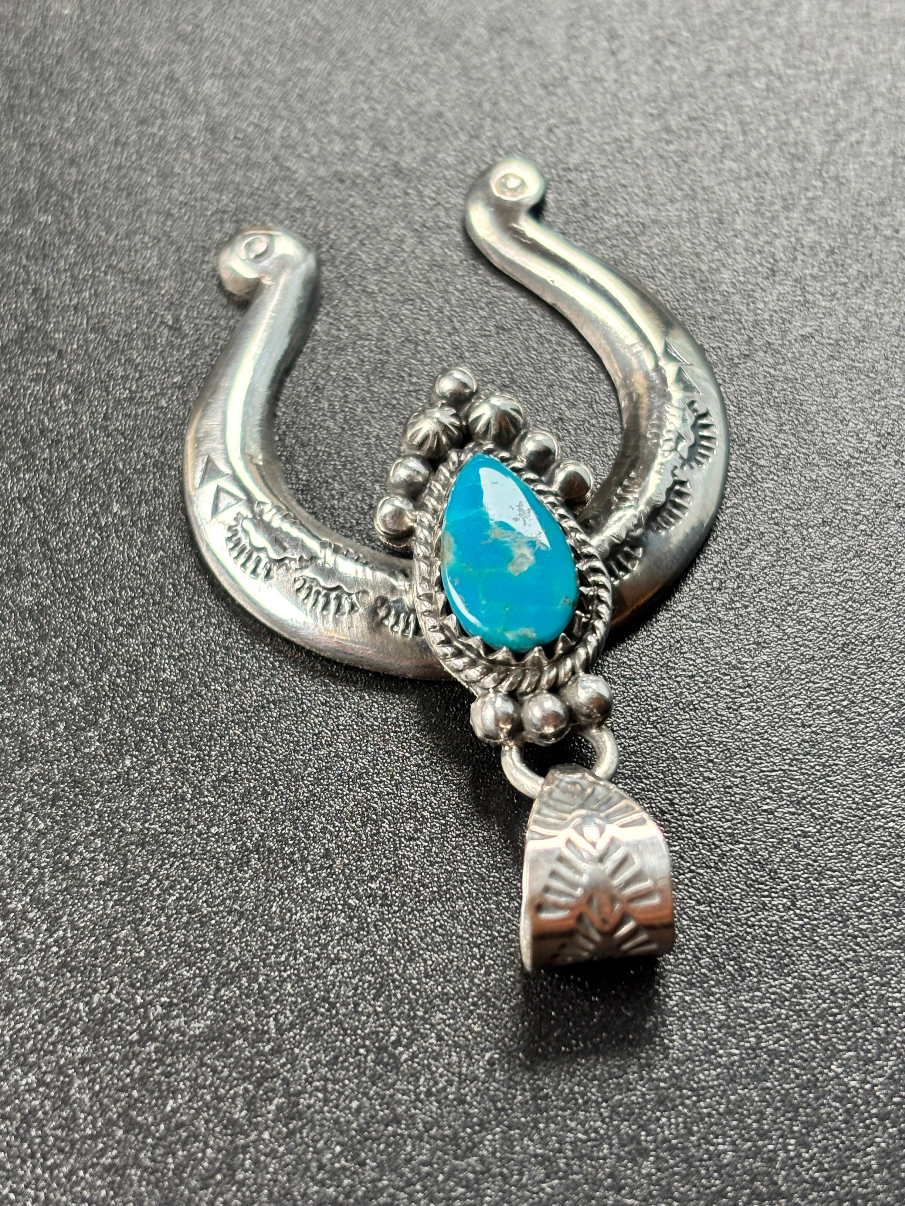 Kingman Turquoise Naja Pendant | 925 Sterling Silver YUJ003