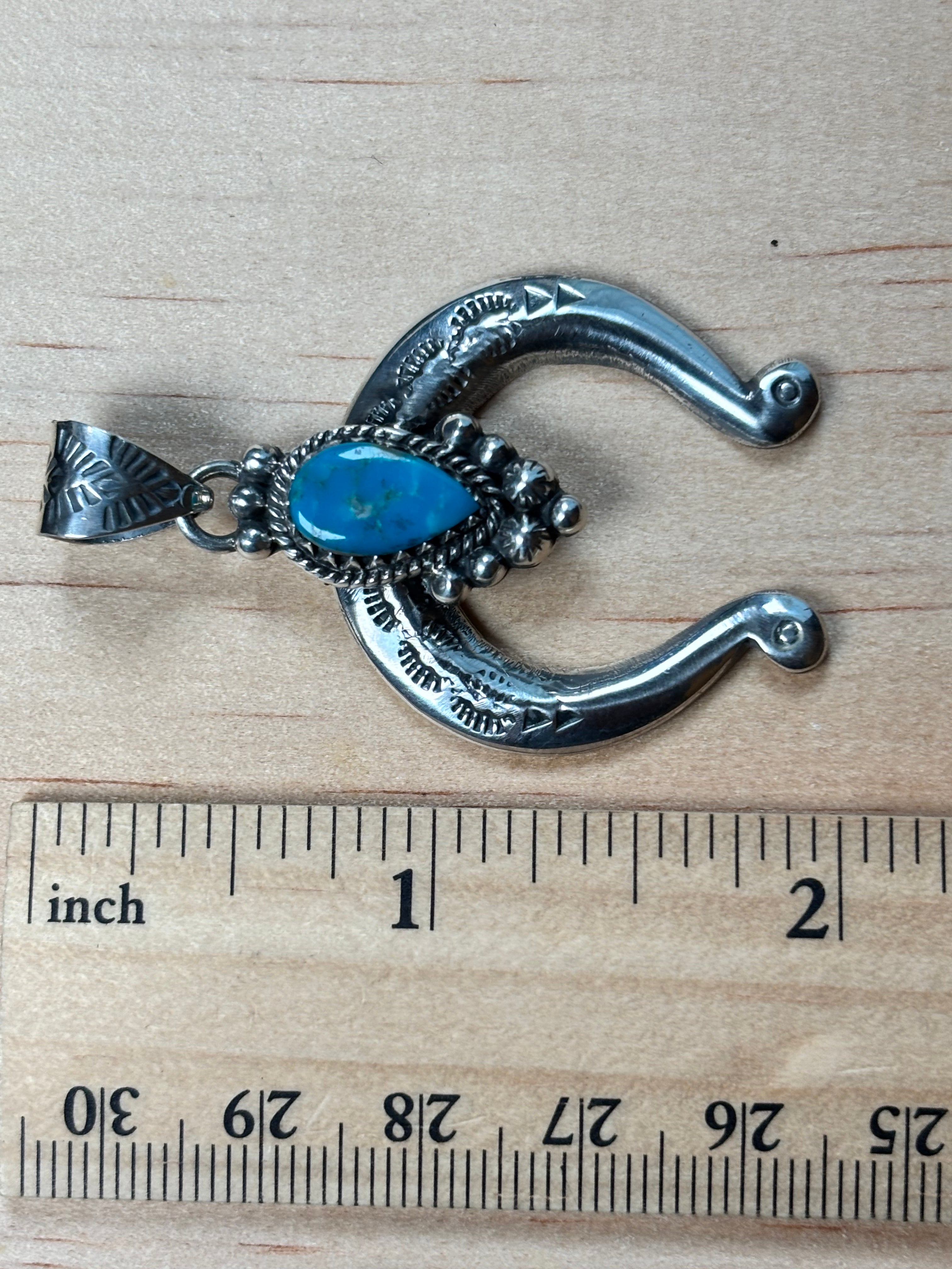 Kingman Turquoise Naja Pendant | 925 Sterling Silver YUJ003