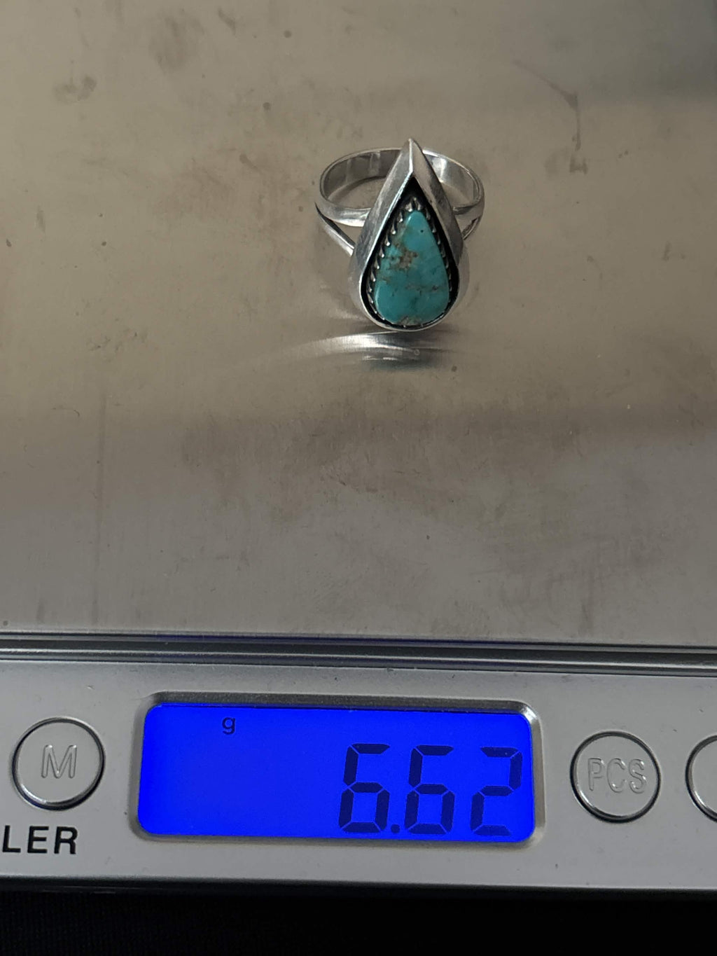 Kingman Turquoise Tear Drop Ring Size 7 | 925 Sterling Silver D175