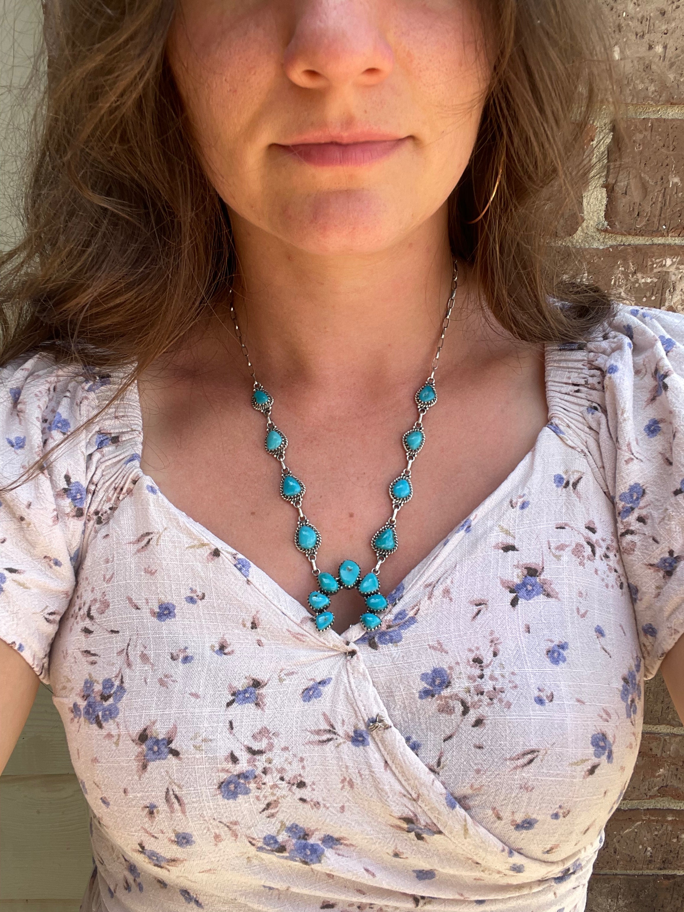 Kingman Turquoise Naja Necklace | 925 Sterling Silver G397