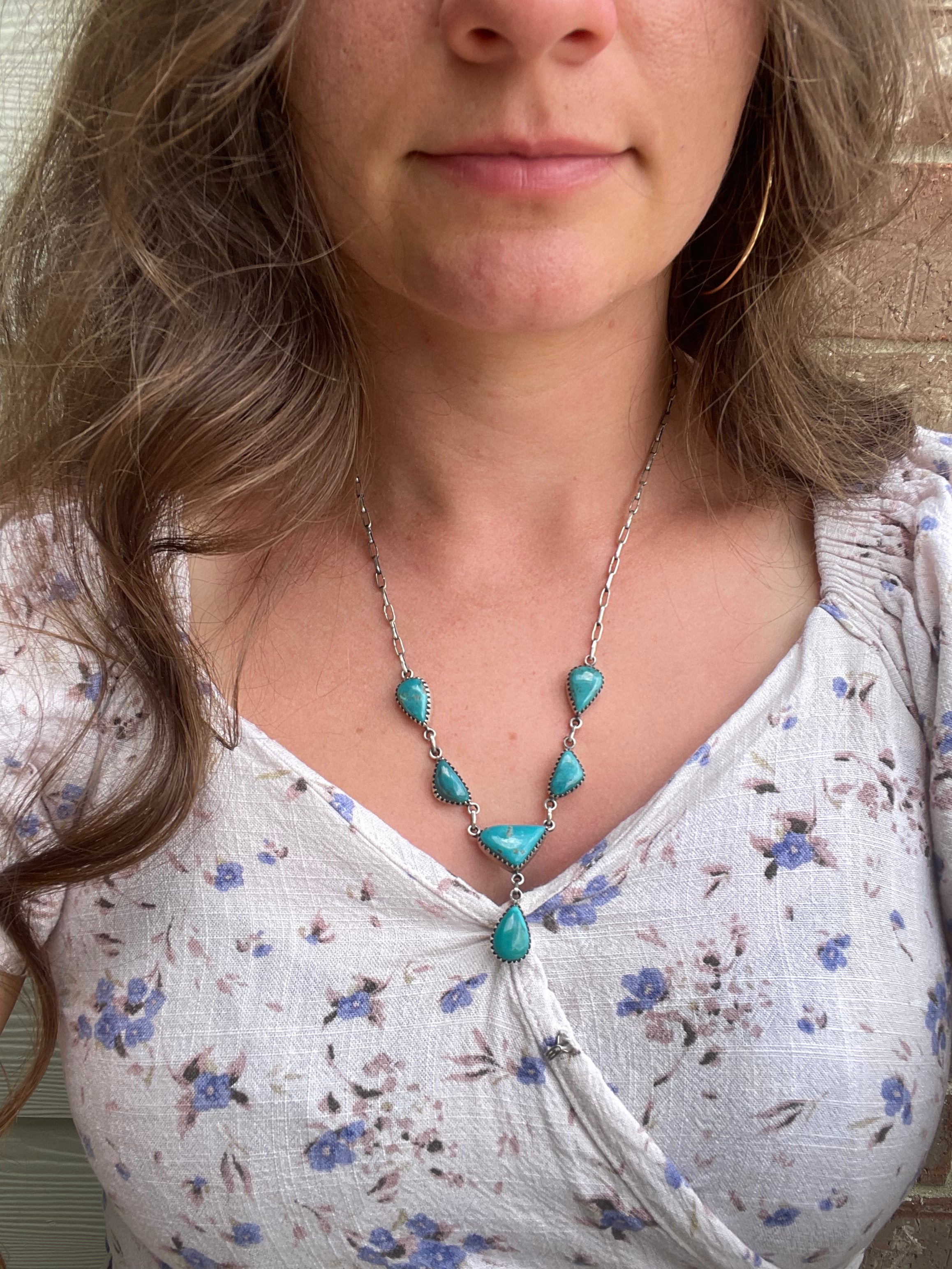 Kingman Turquoise Lariat Necklace | 925 Sterling Silver G412