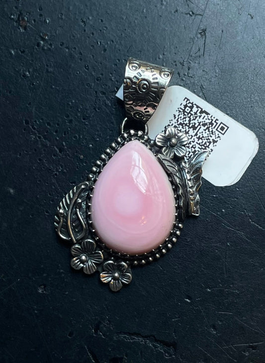 Pink Conch Leaf Butterfly Pendant | Sterling Silver | A557