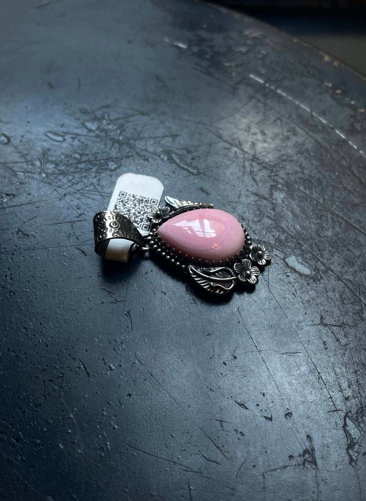 Pink Conch Leaf Butterfly Pendant | Sterling Silver | A557