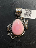 Pink Conch Butterfly and Leaf Pendant | Sterling Silver | A674